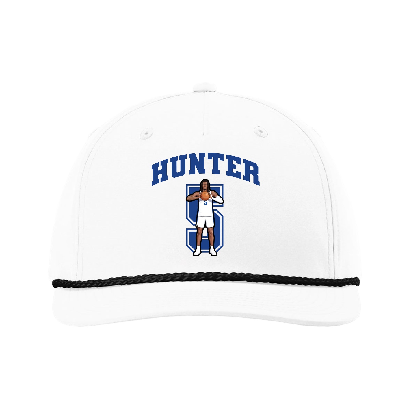 Five-Panel Classic Rope Cap — Number in White