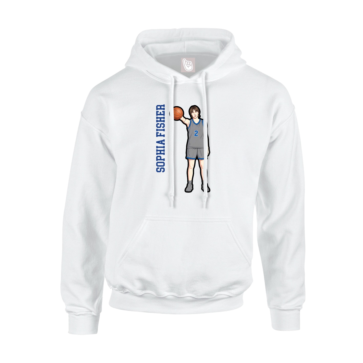 Youth Hoodie — Name Vertical in White