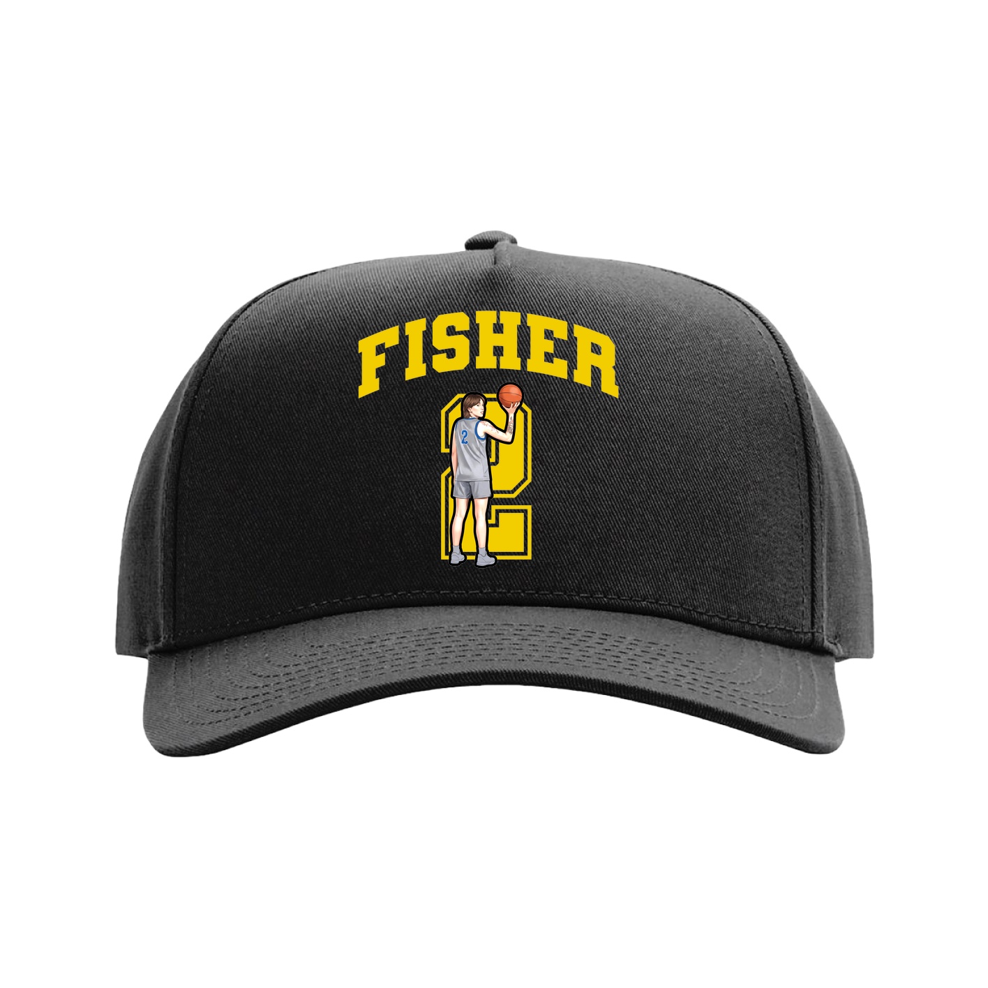 Full Fabric Five-Panel Champ Cap — Number in Black