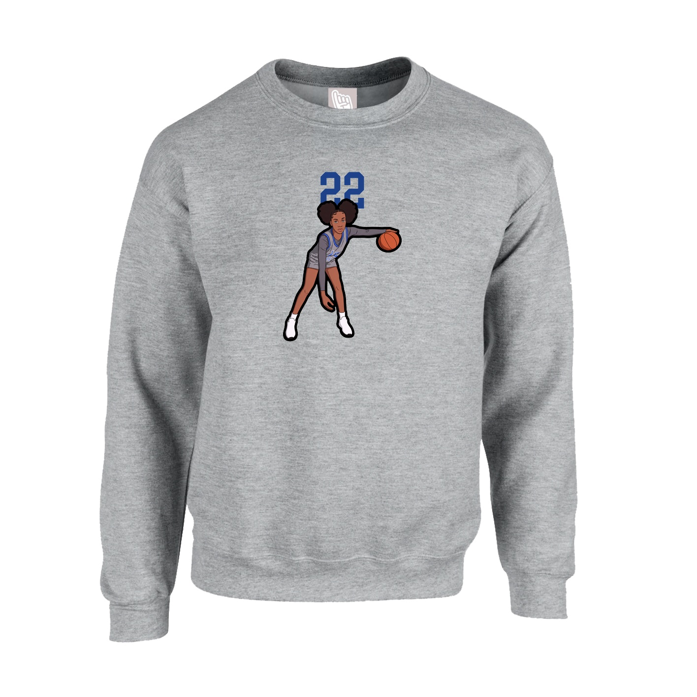 Fleece Crew — Number Top in Grey