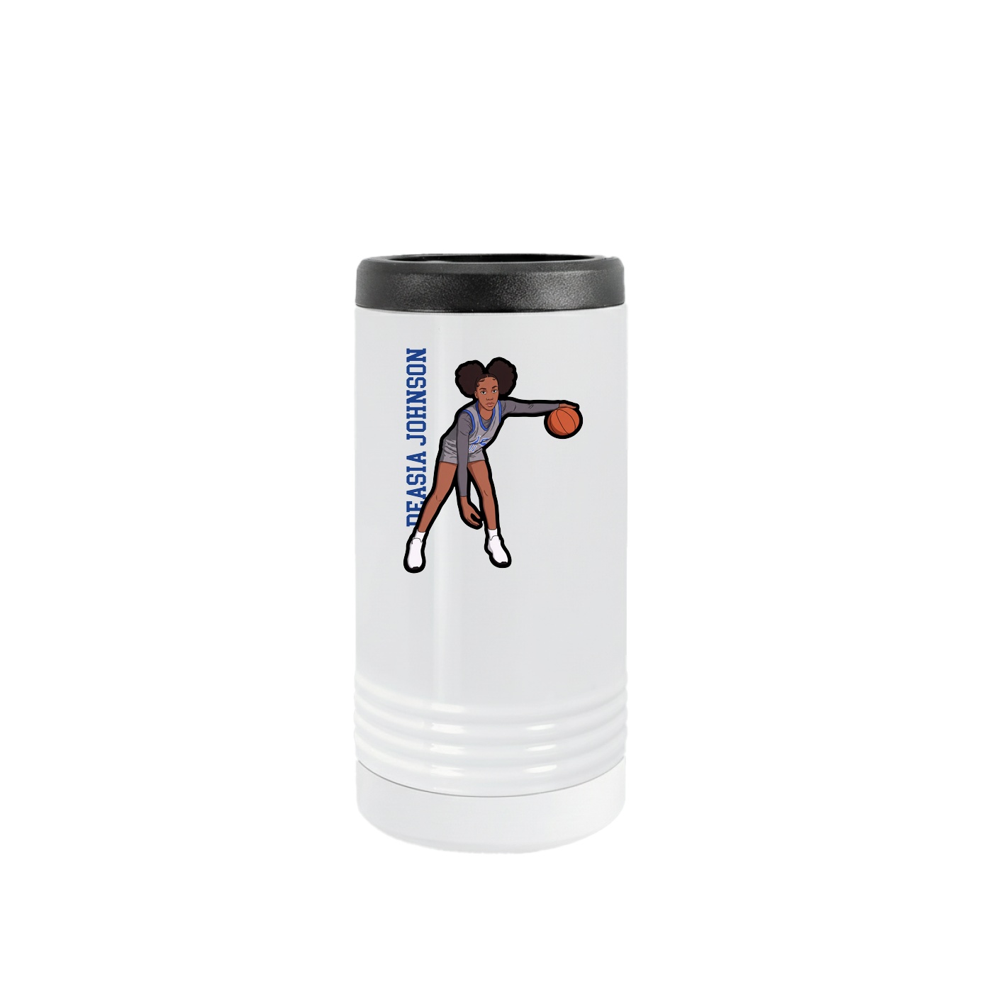 Slim Beverage Holder — Name Vertical in White