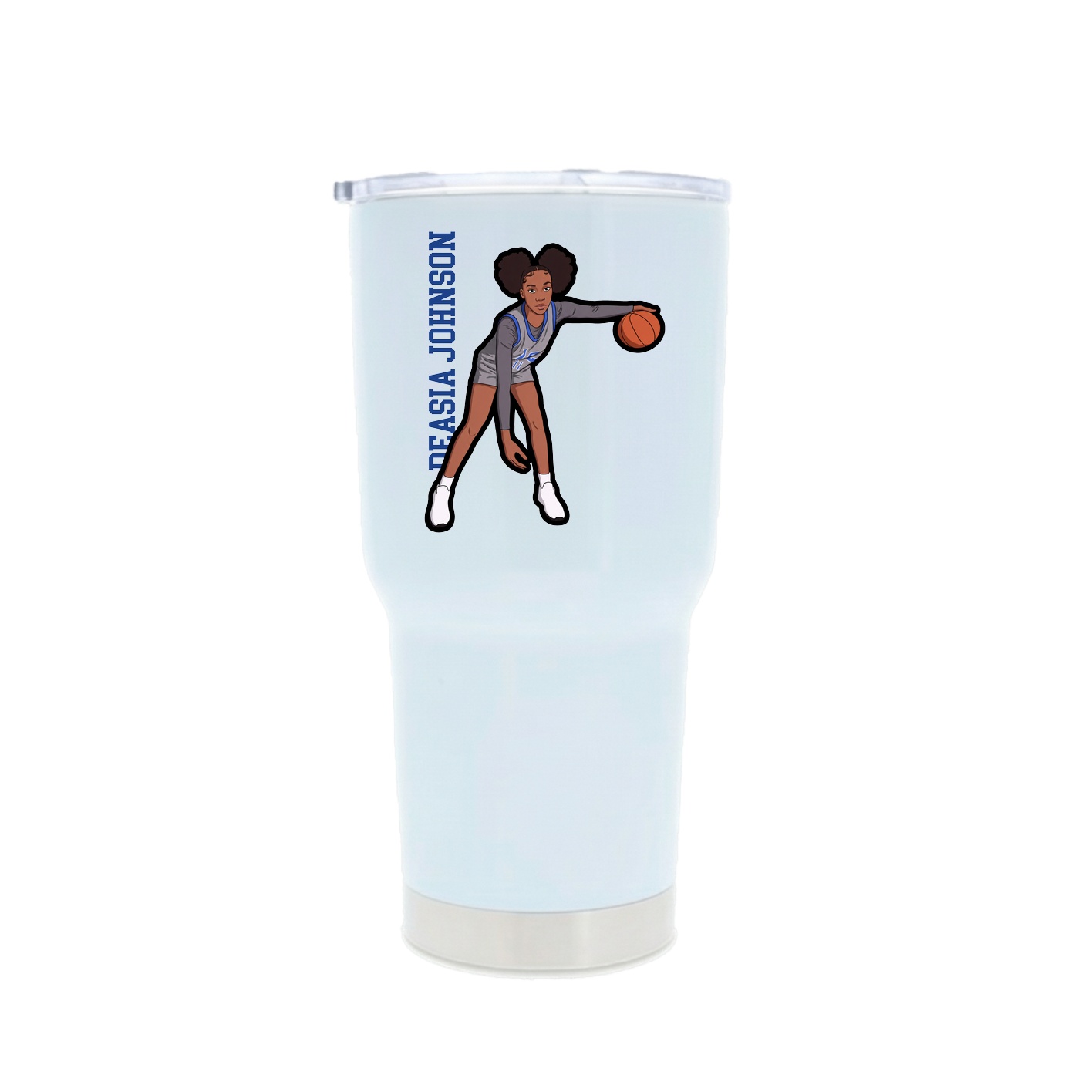 30oz Stainless Steel Tumbler — Name Vertical in White