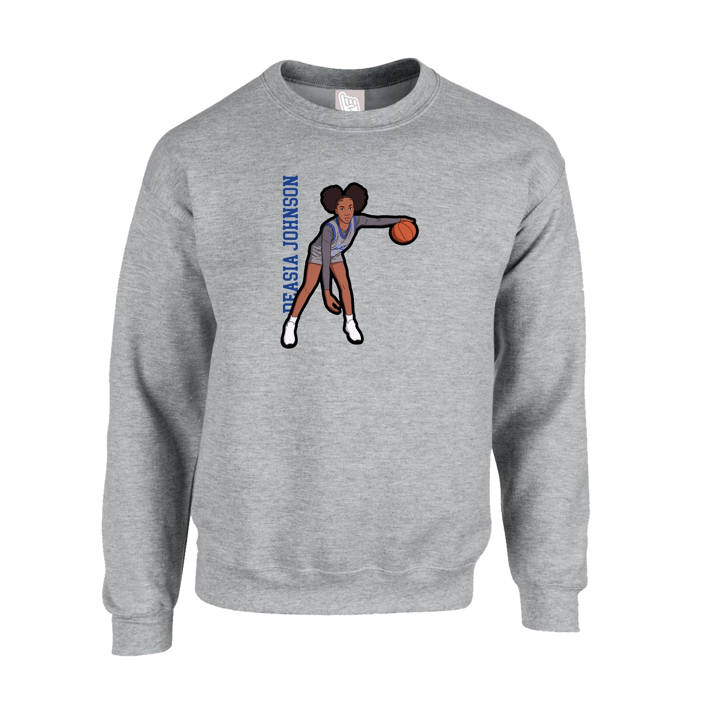 Fleece Crew — Name Vertical in Grey