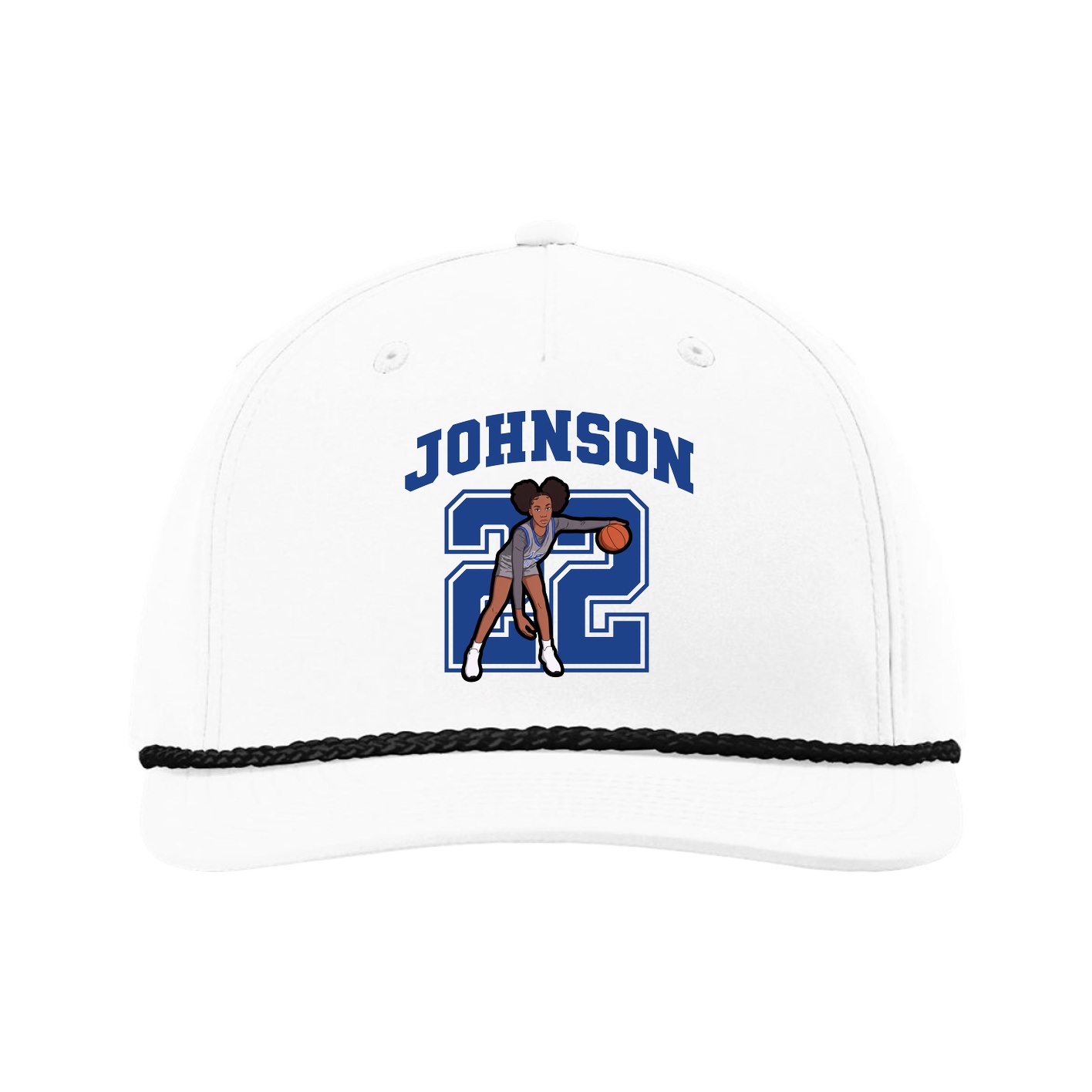 Five-Panel Classic Rope Cap — Number in White
