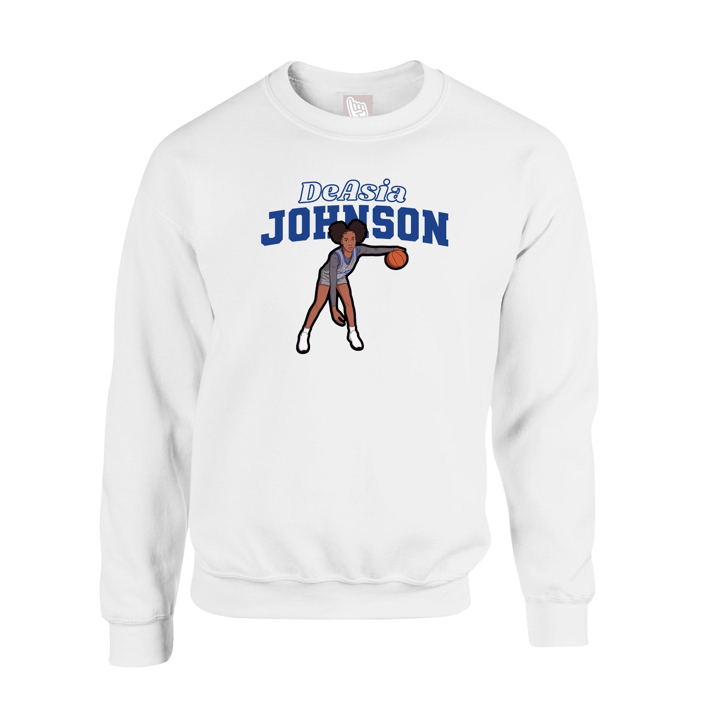 Fleece Crew — Name Arch in White