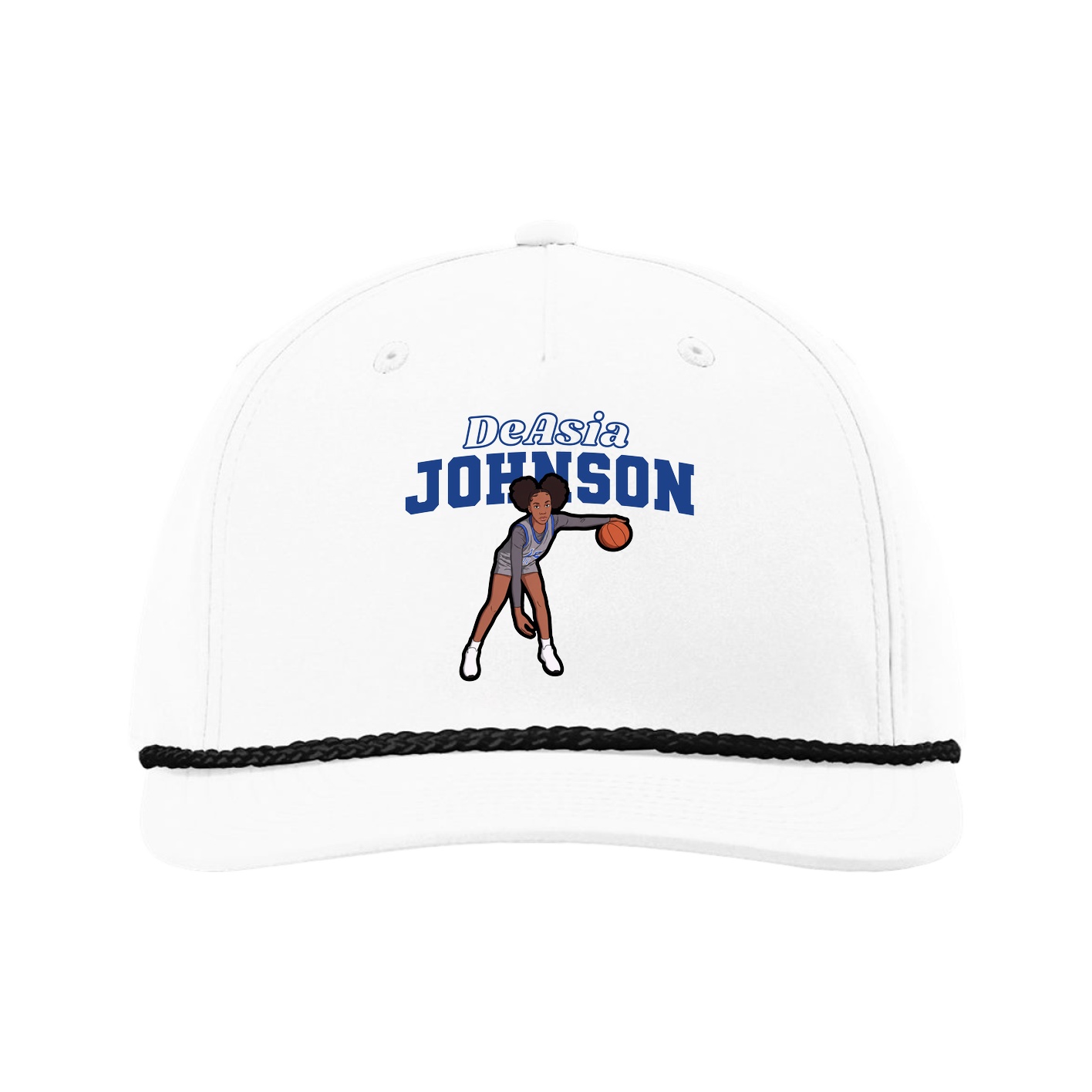 Five-Panel Classic Rope Cap — Name Arch in White