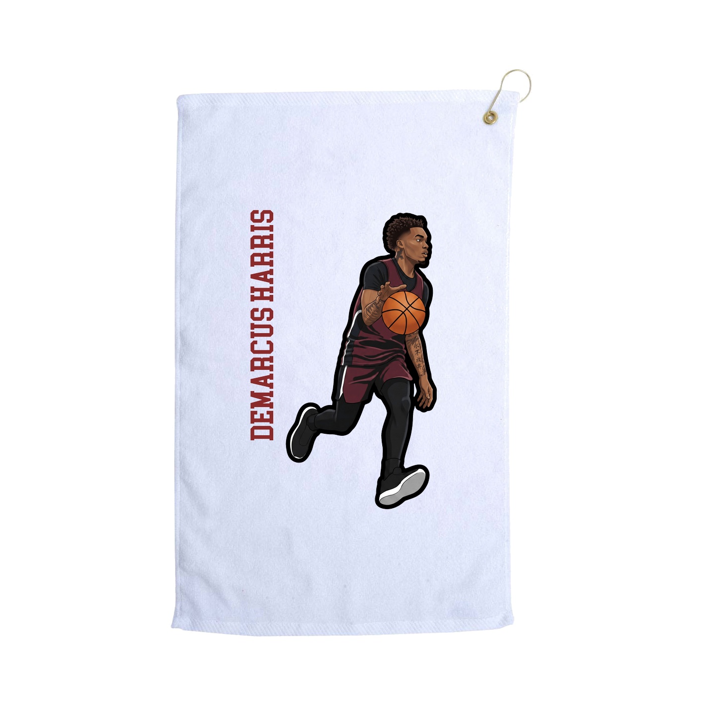 Golf Towel — Name Vertical in White