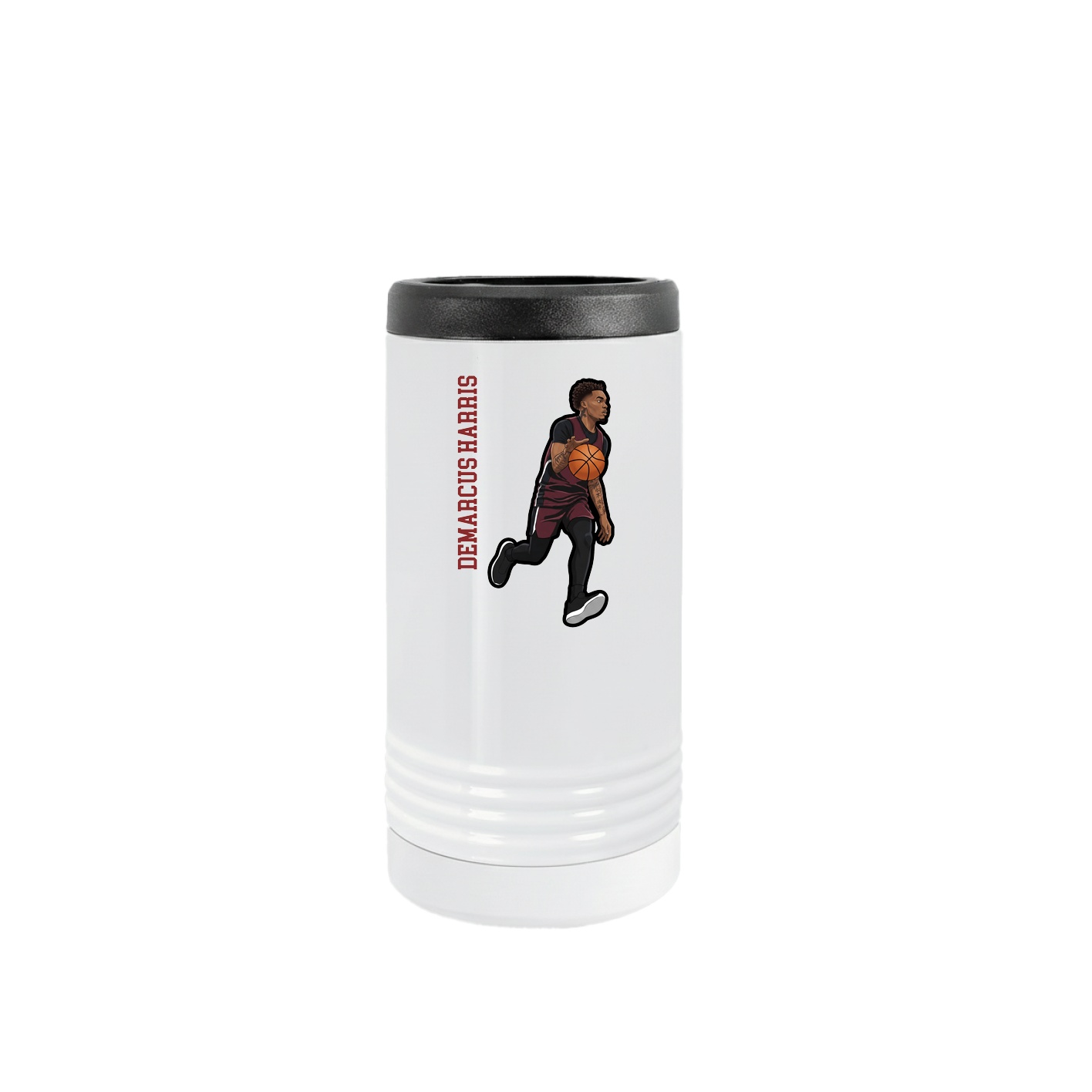Slim Beverage Holder — Name Vertical in White