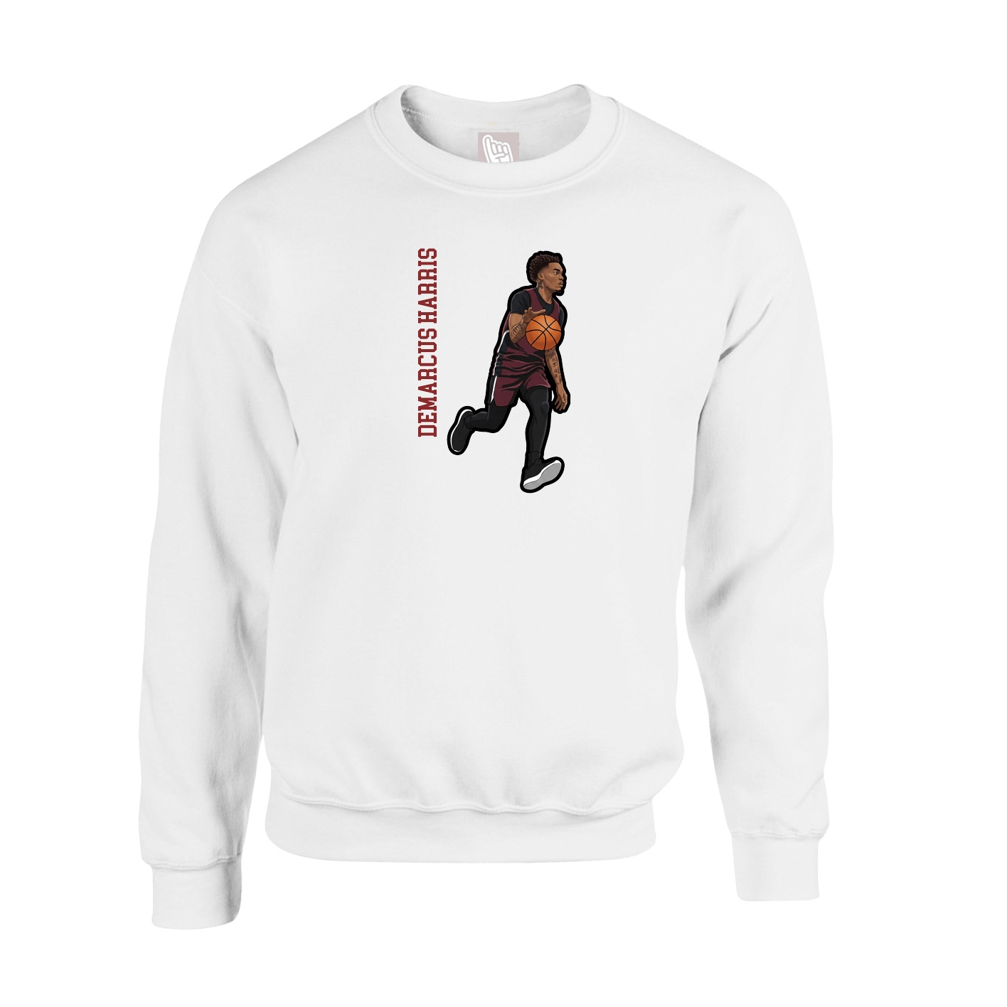 Fleece Crew — Name Vertical in White
