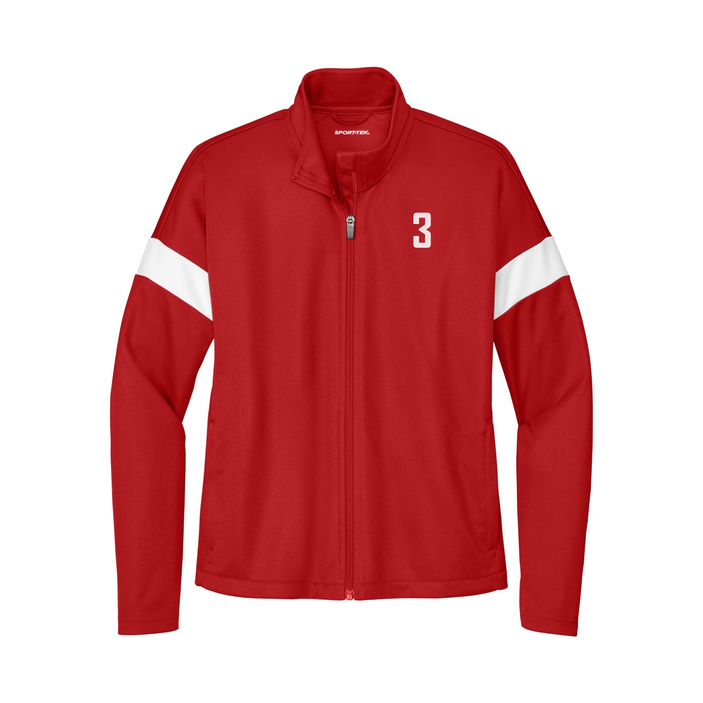 Womens Team Travel Full-Zip Jacket — Front Shirsy in Cardinal/White
