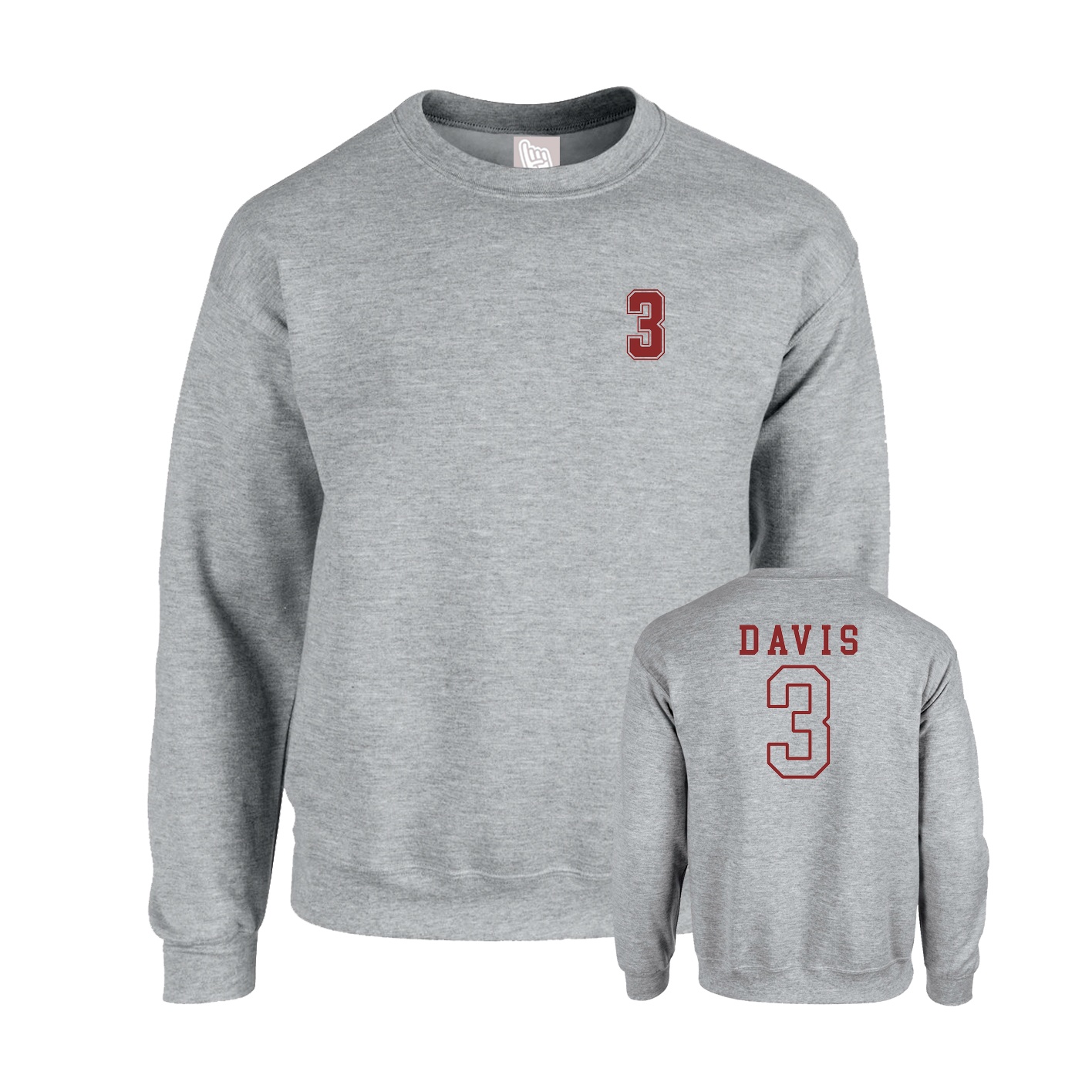Fleece Crew — Chest Back in Grey