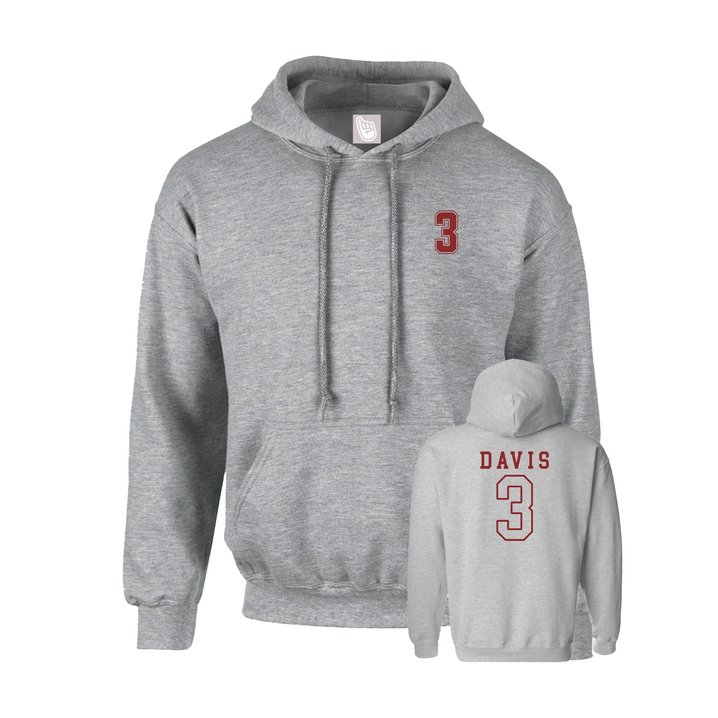 Youth Hoodie — Chest Back in Grey