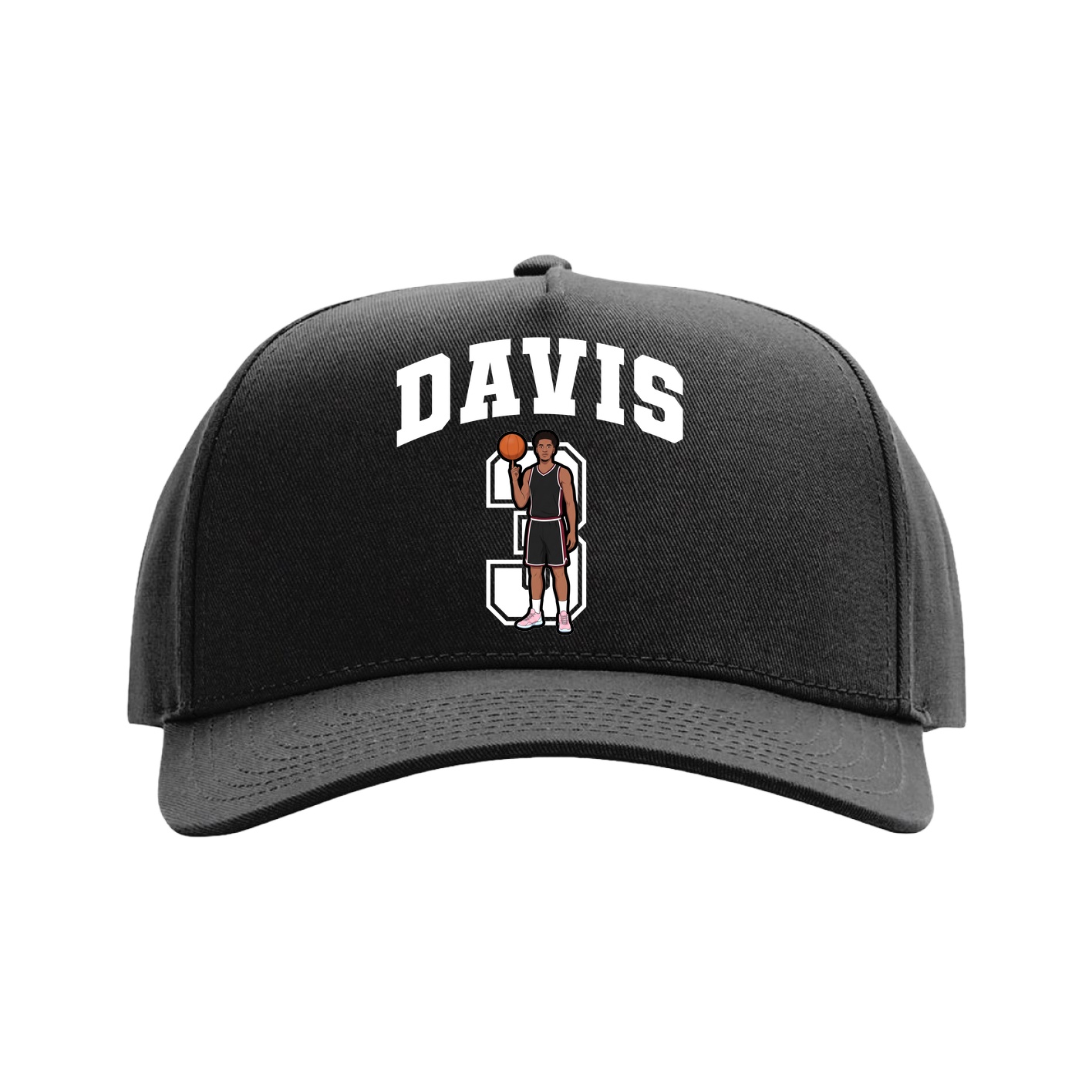 Full Fabric Five-Panel Champ Cap — Number in Black