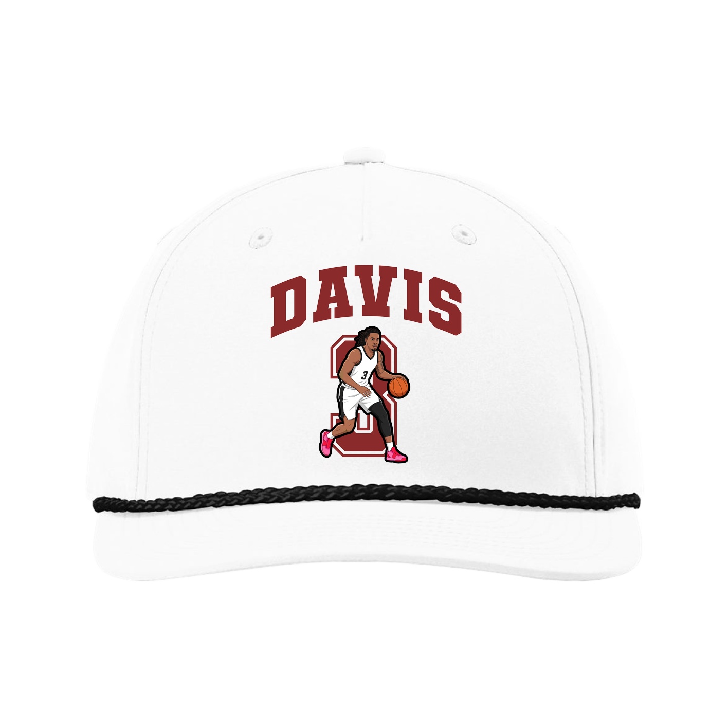 Five-Panel Classic Rope Cap — Number in White
