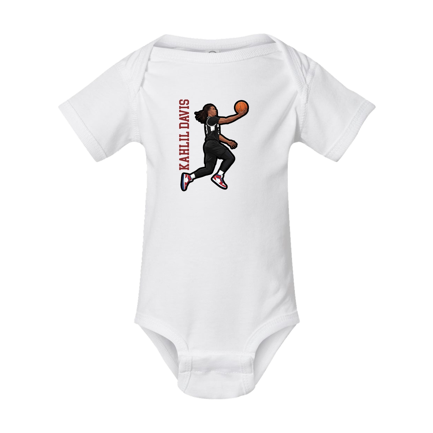 Baby Onesie — Name Vertical in White