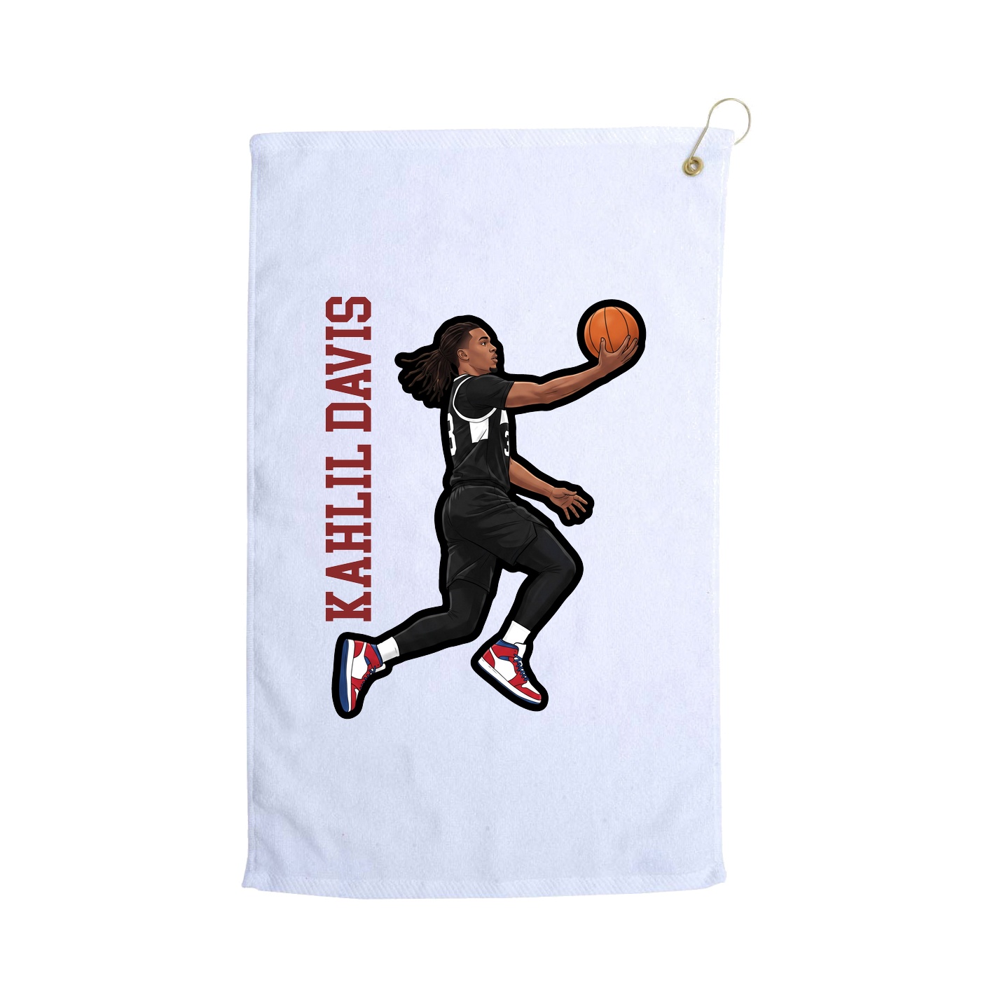 Golf Towel — Name Vertical in White
