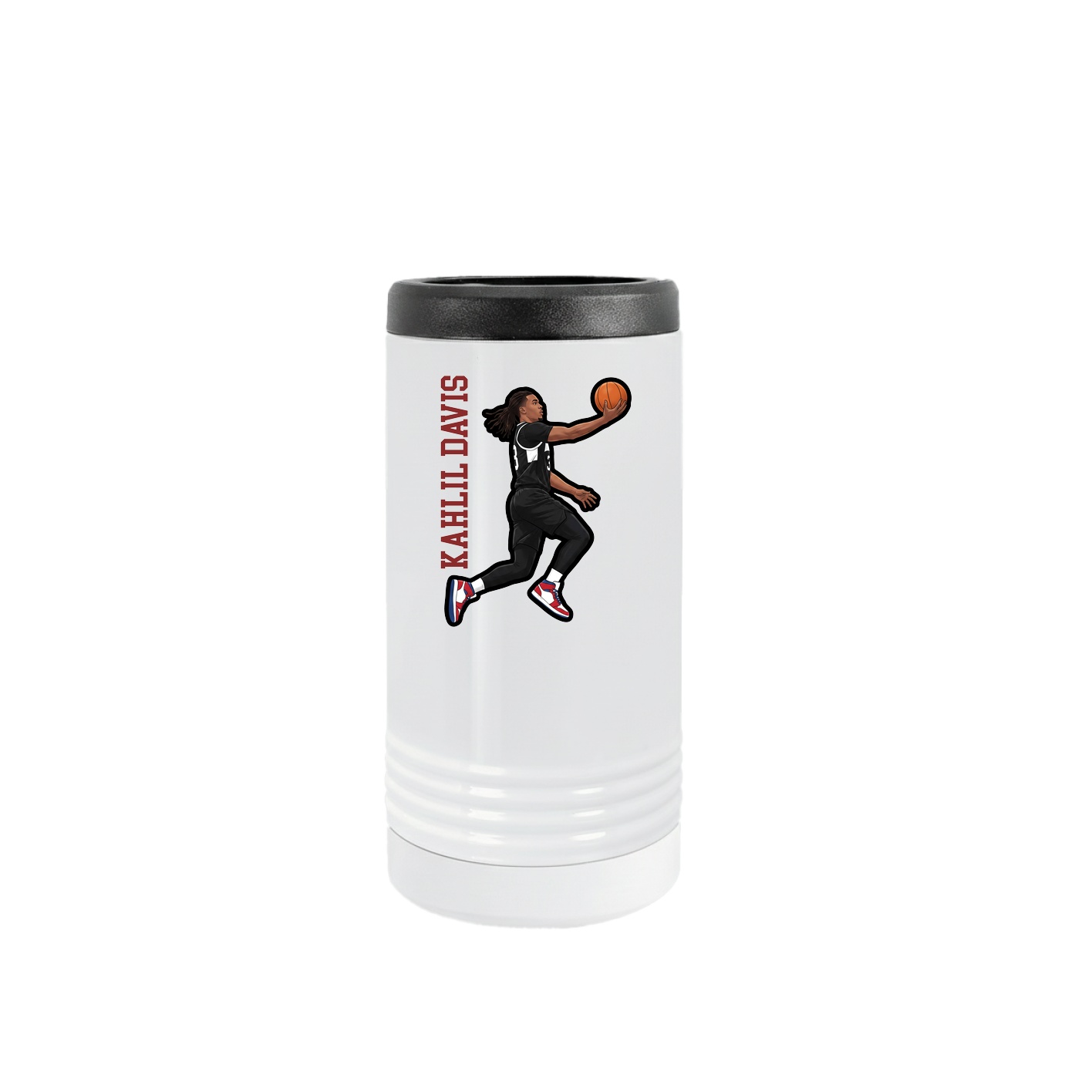 Slim Beverage Holder — Name Vertical in White