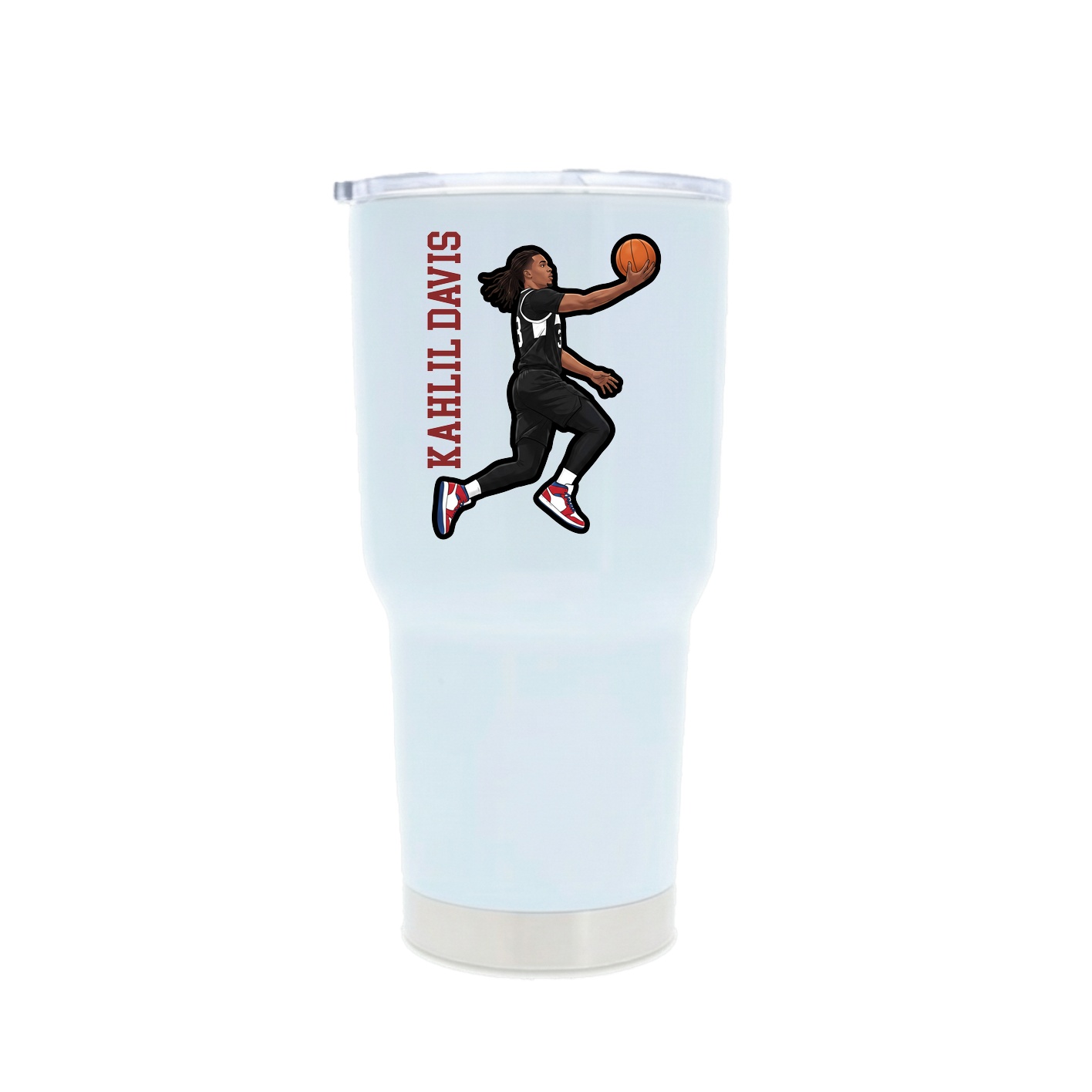 30oz Stainless Steel Tumbler — Name Vertical in White