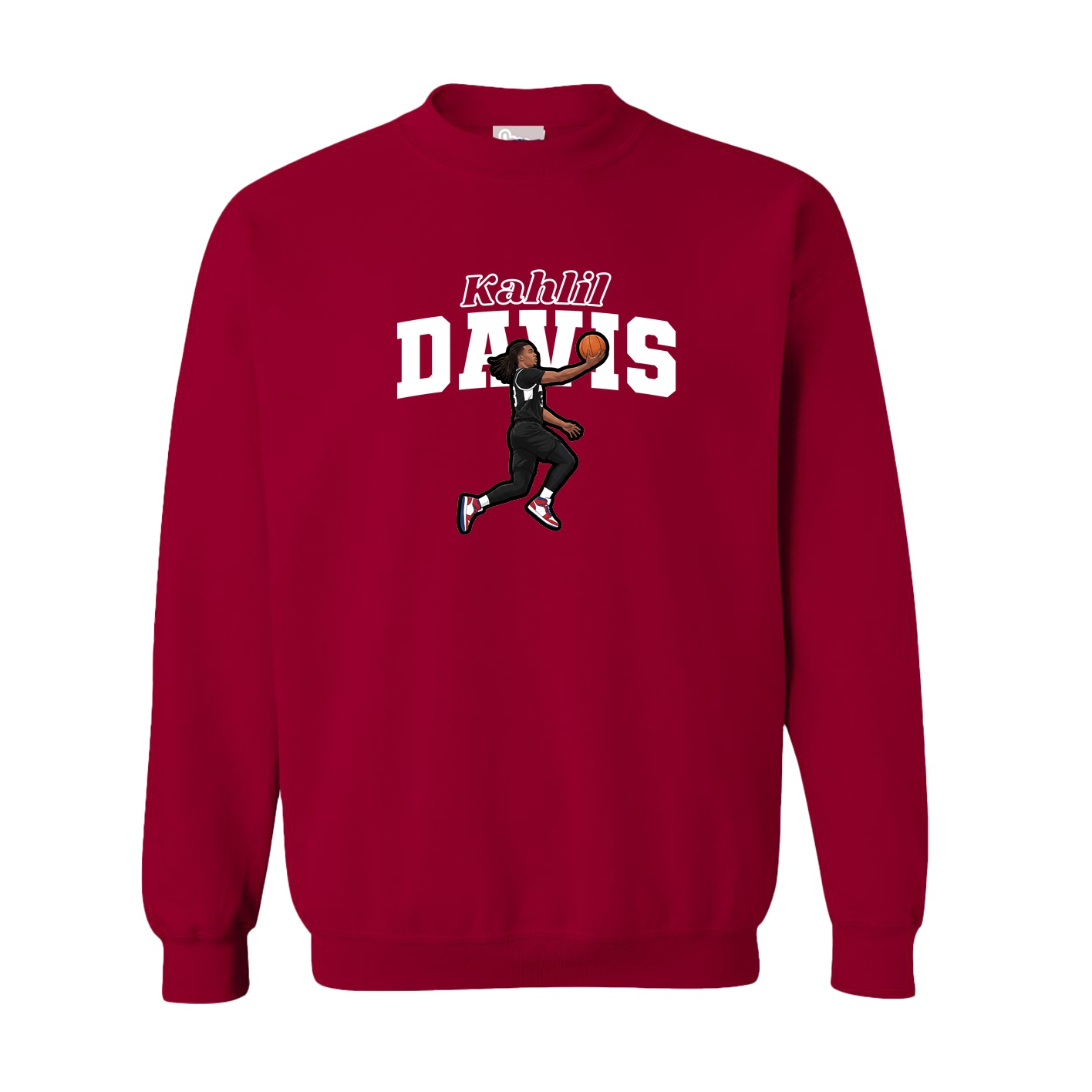 Fleece Crew — Name Arch in Cardinal