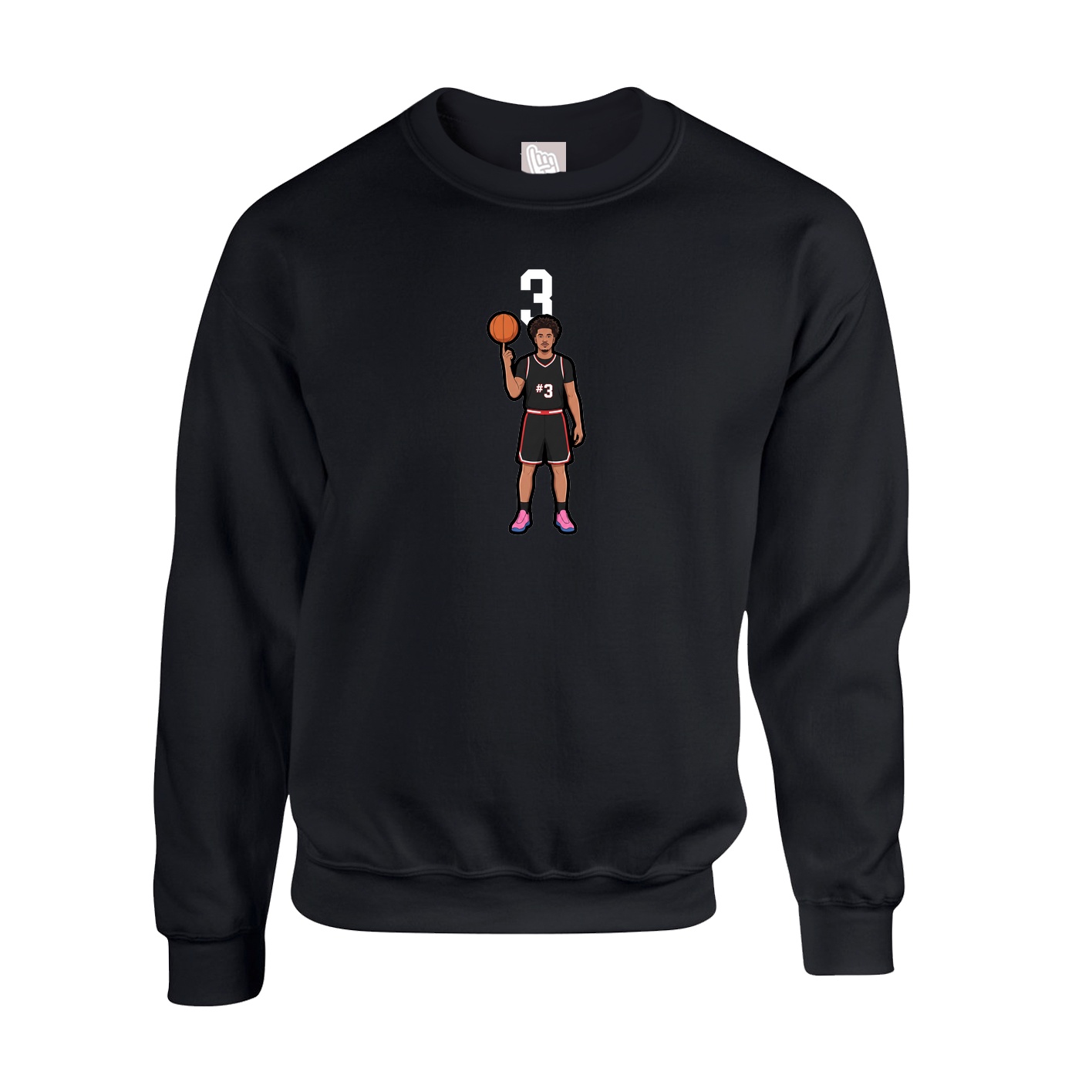 Fleece Crew — Number Top in Black