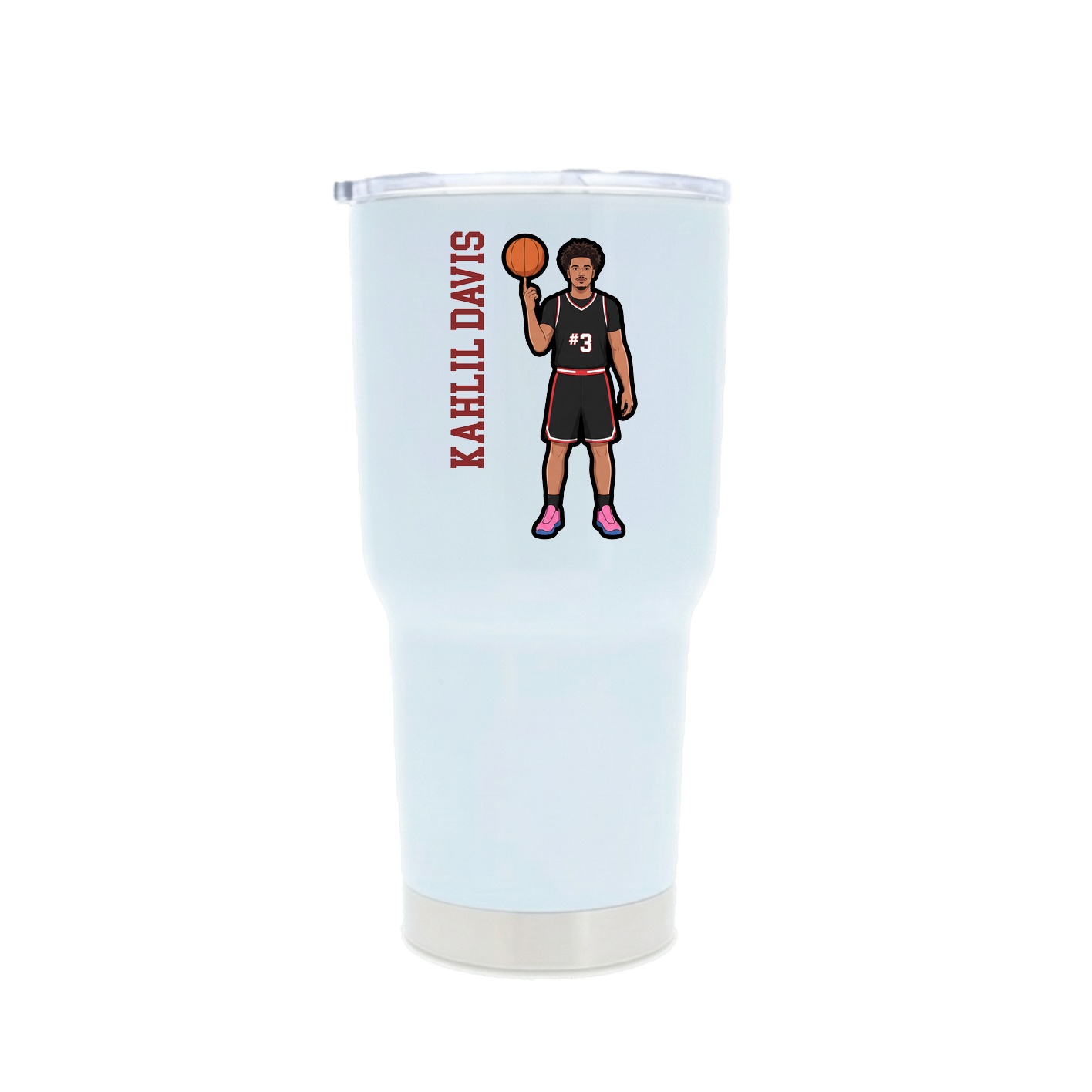 30oz Stainless Steel Tumbler — Name Vertical in White