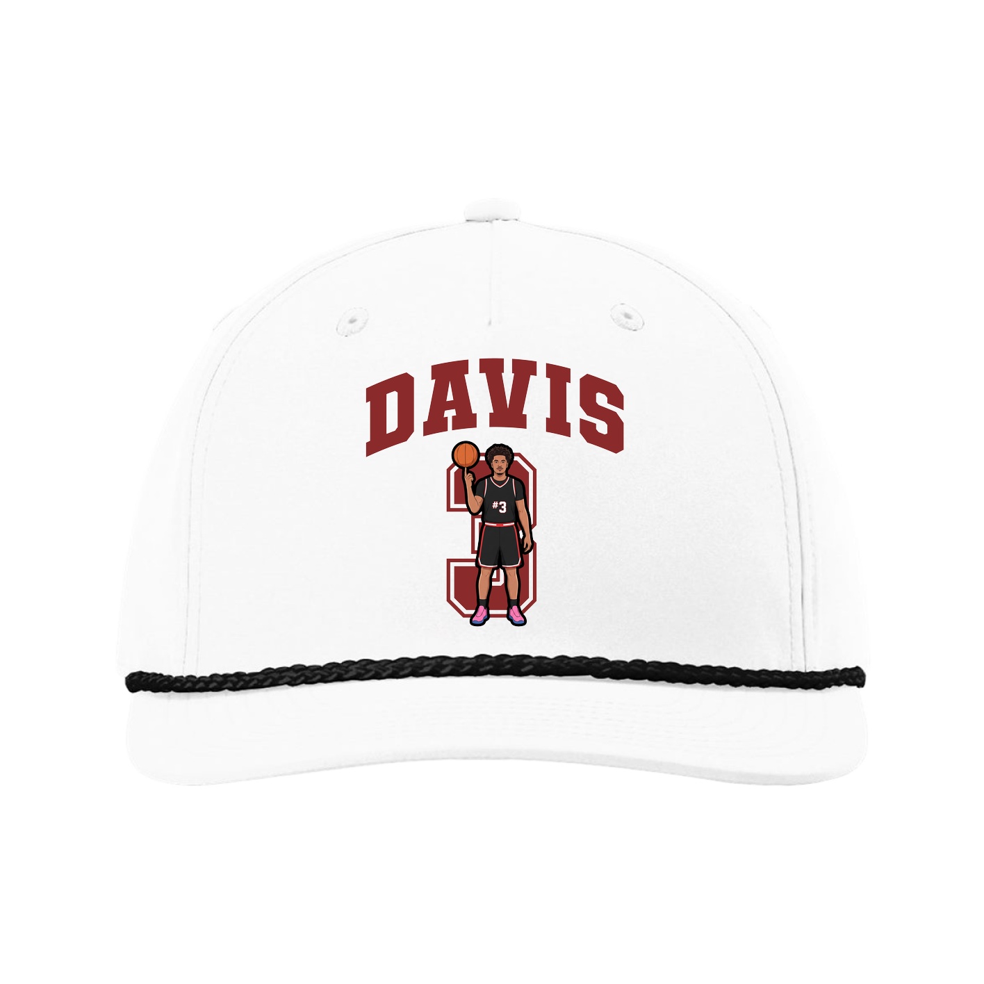 Five-Panel Classic Rope Cap — Number in White
