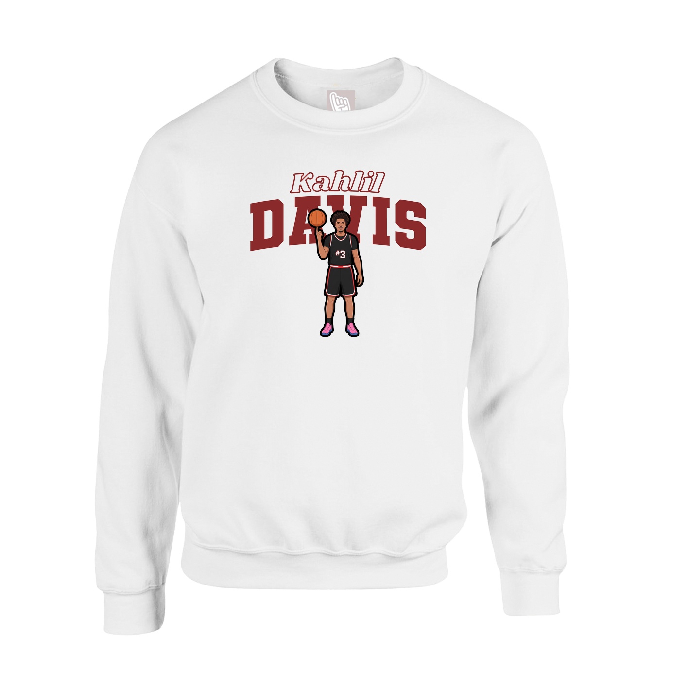 Fleece Crew — Name Arch in White