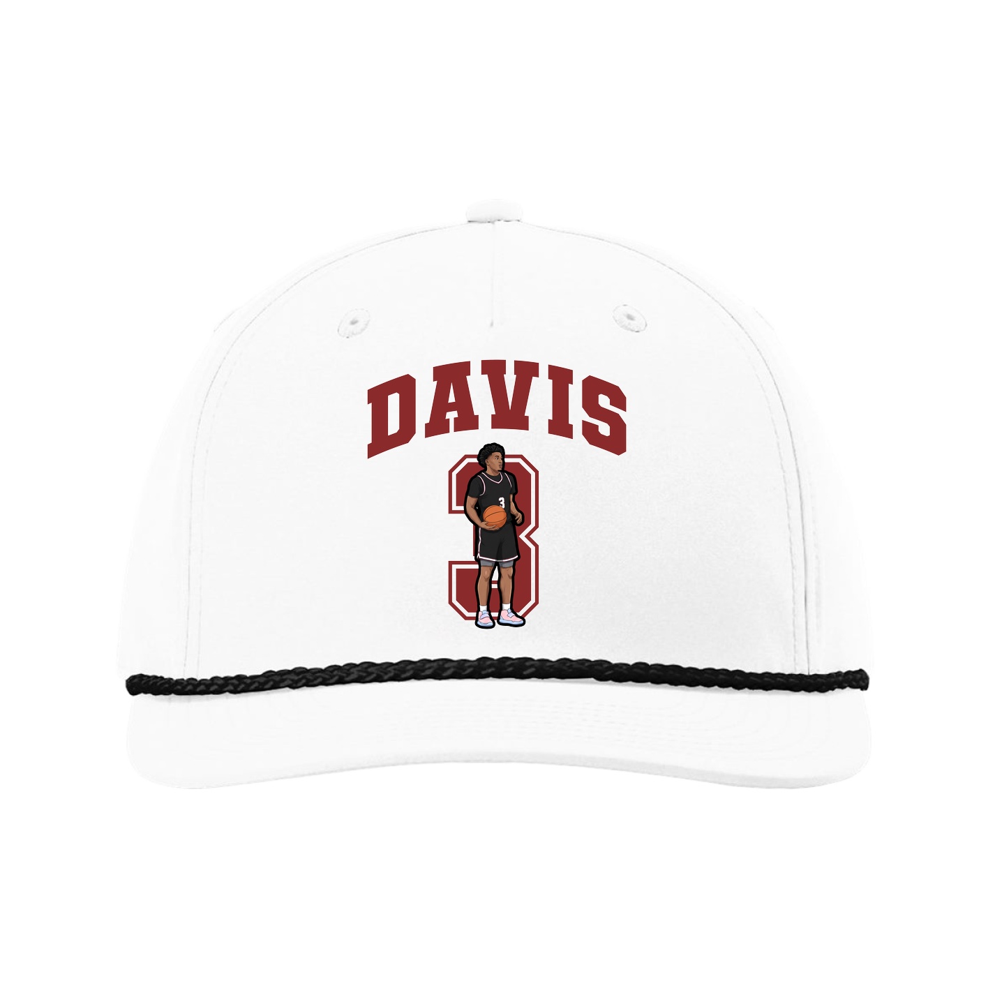 Five-Panel Classic Rope Cap — Number in White