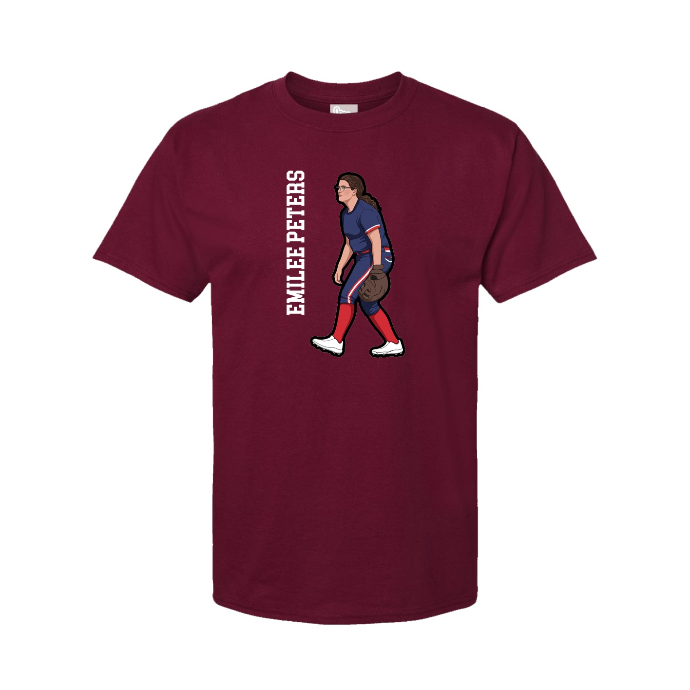 Youth Tee — Name Vertical in Cardinal