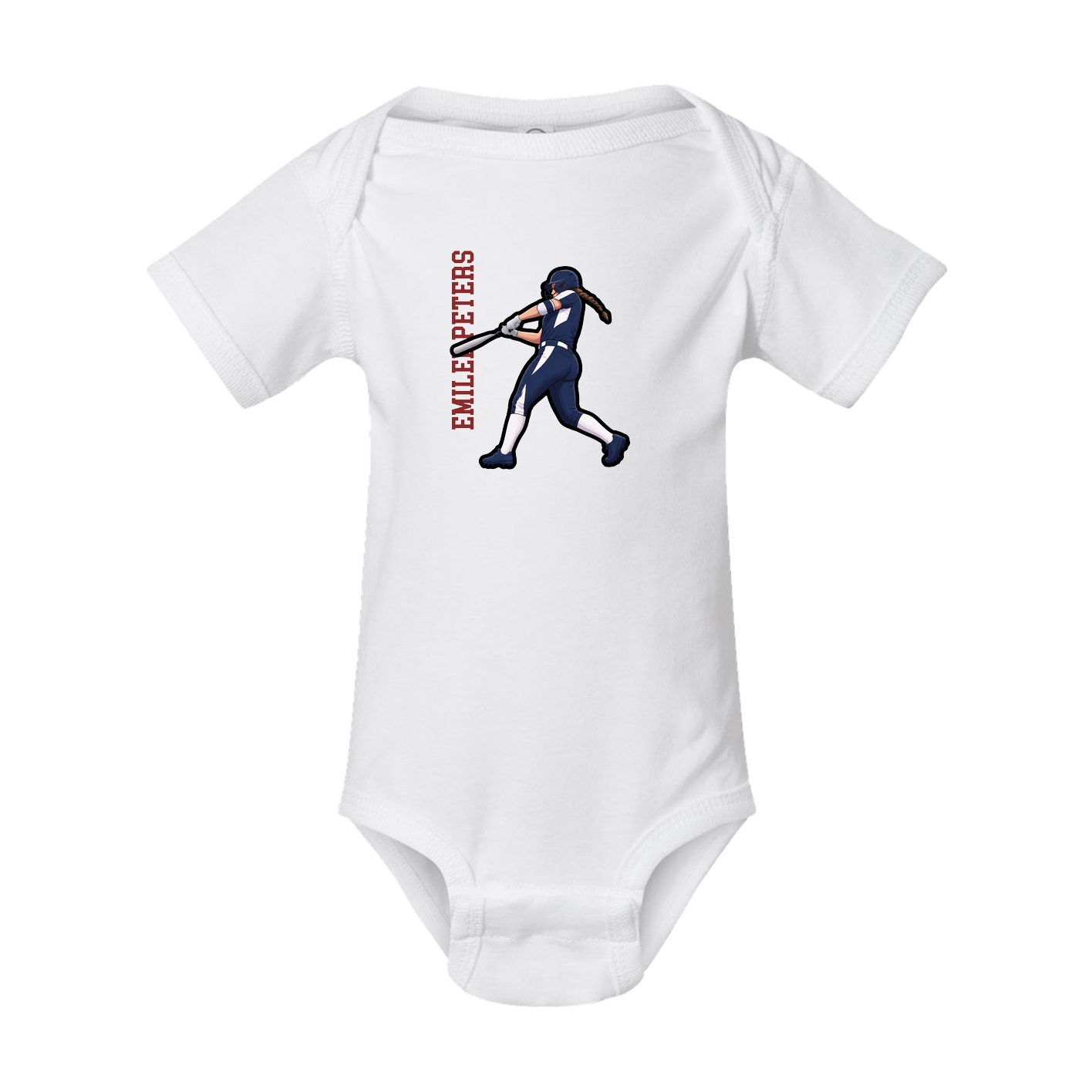 Baby Onesie — Name Vertical in White