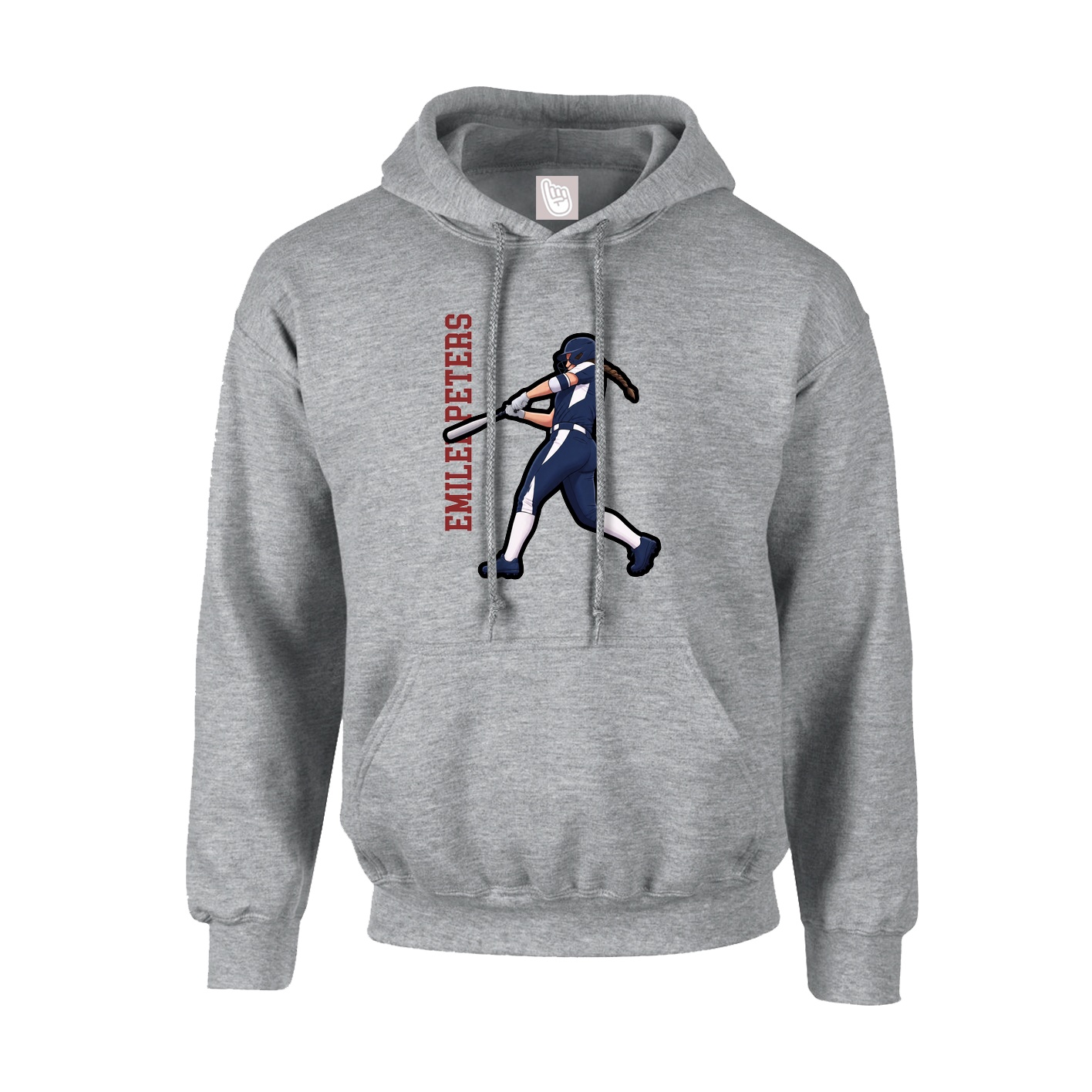 Youth Hoodie — Name Vertical in Grey