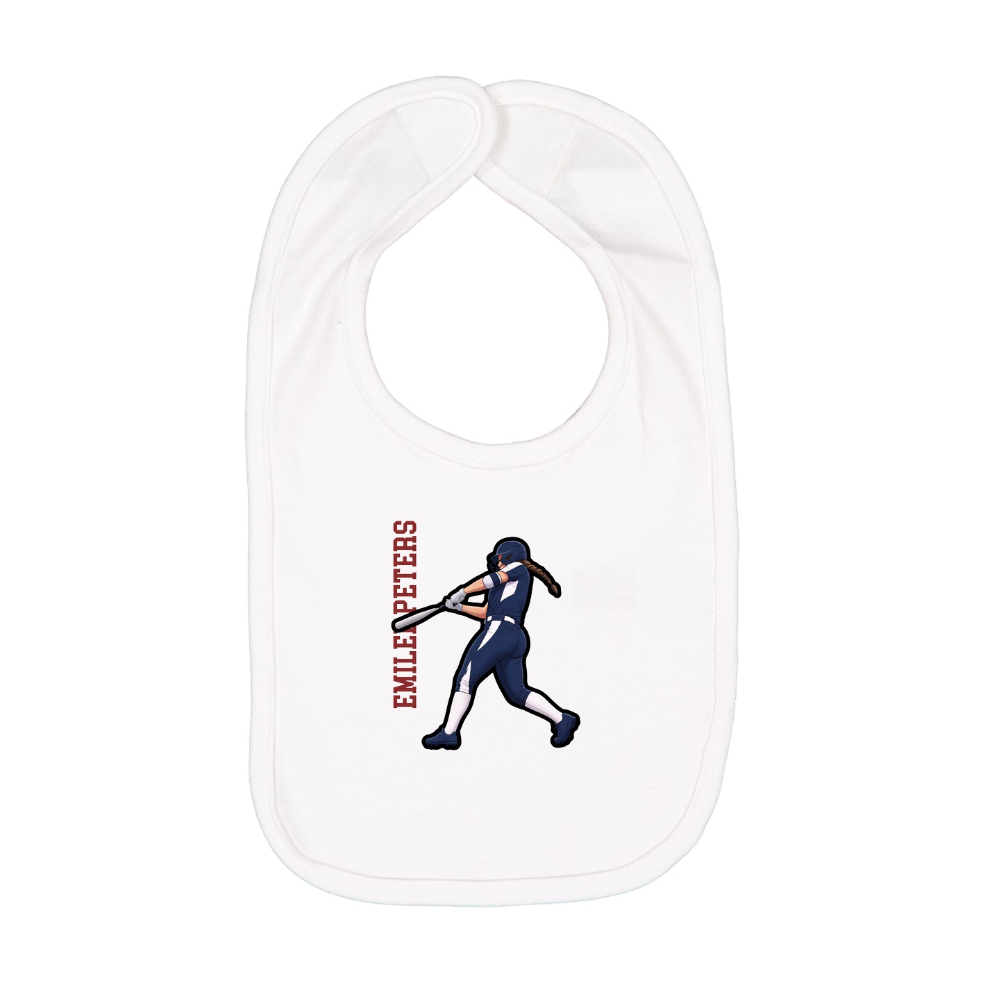 Infant Bib — Name Vertical in White