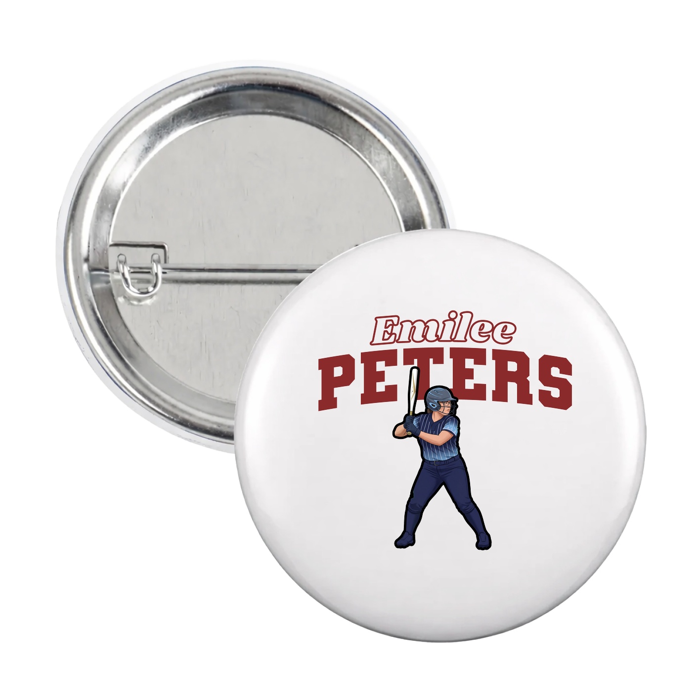 Game Day Button — Name Arch in White