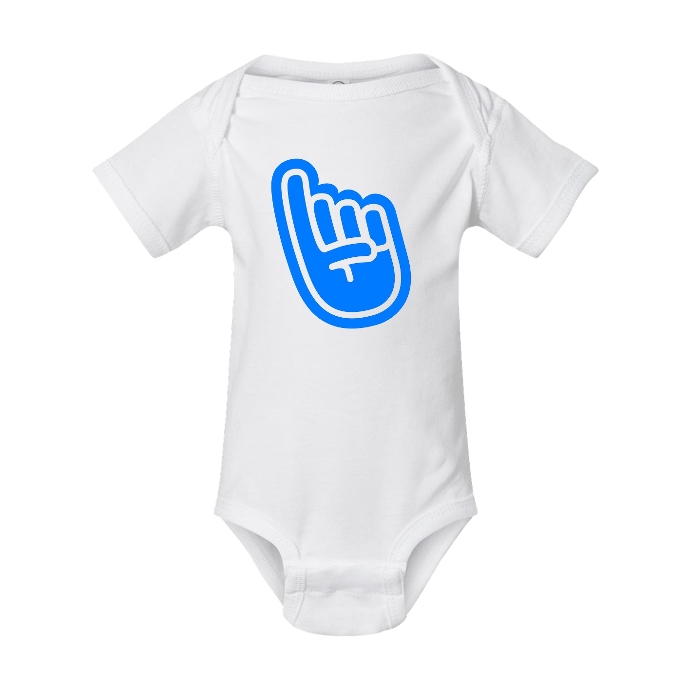 Baby Onesie — Logo Text Drop in White