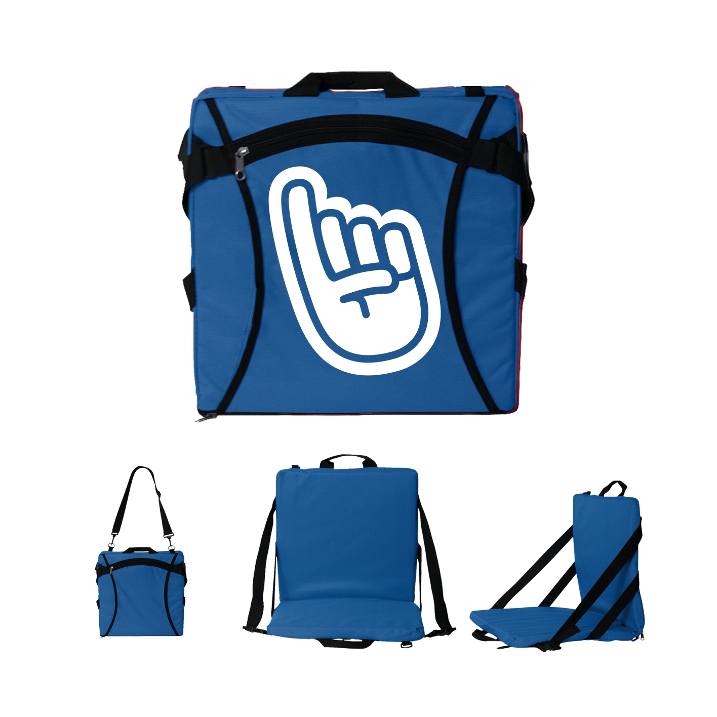 Folding Stadium Seat — Logo Text Drop in Royal