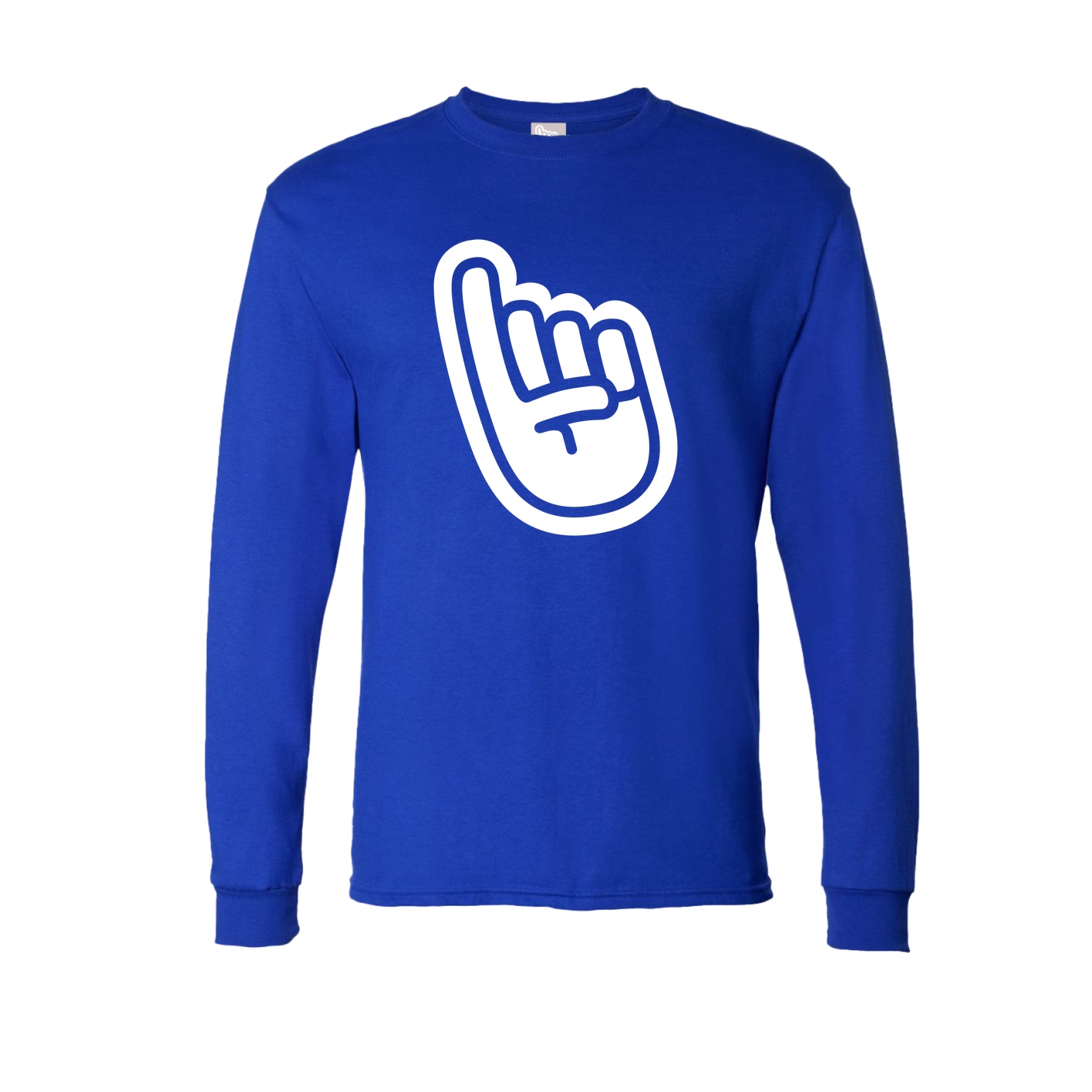 Long Sleeve Tee — Logo Text Drop in Royal