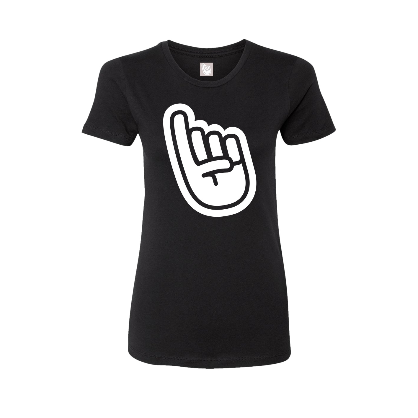 Fitted Women's Tee — Logo Text Drop in Black