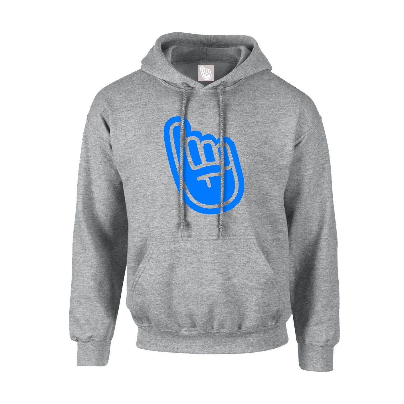 Hoodie — Logo Text Drop in Grey