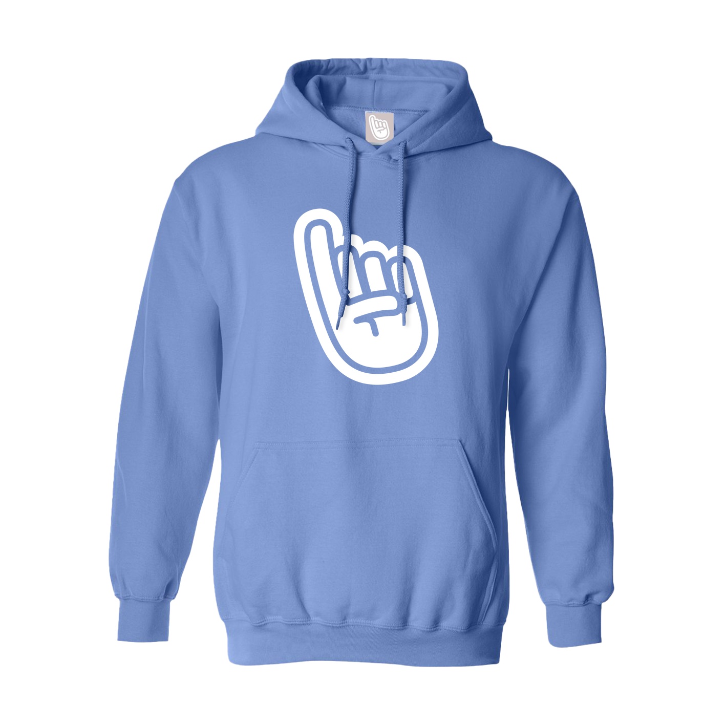 Hoodie — Logo Text Drop in Powder Blue