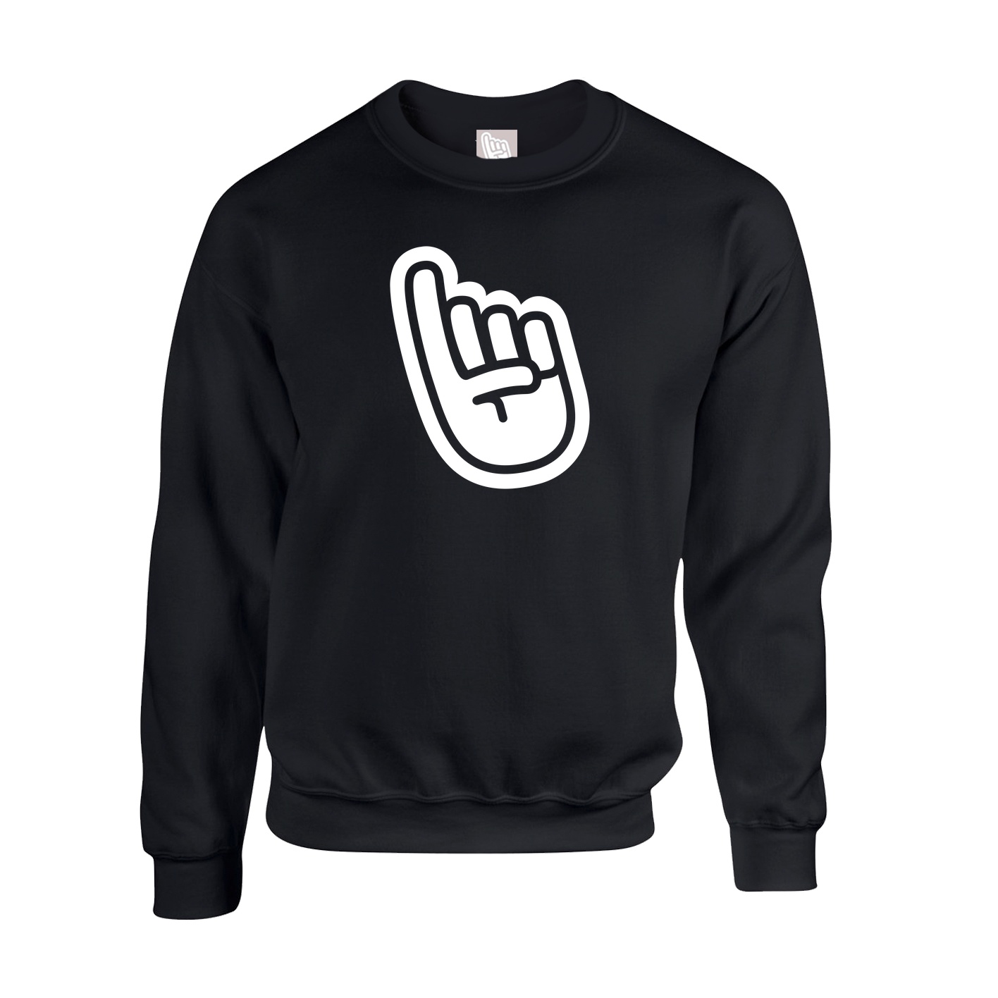 Fleece Crew — Logo Text Drop in Black