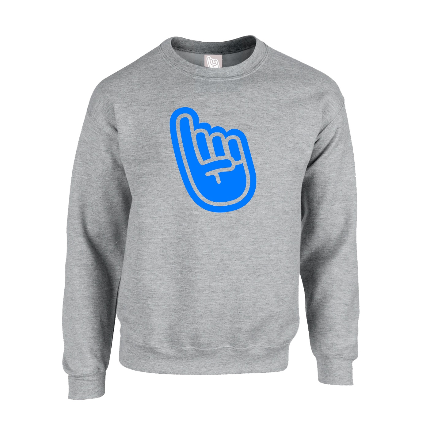 Fleece Crew — Logo Text Drop in Grey