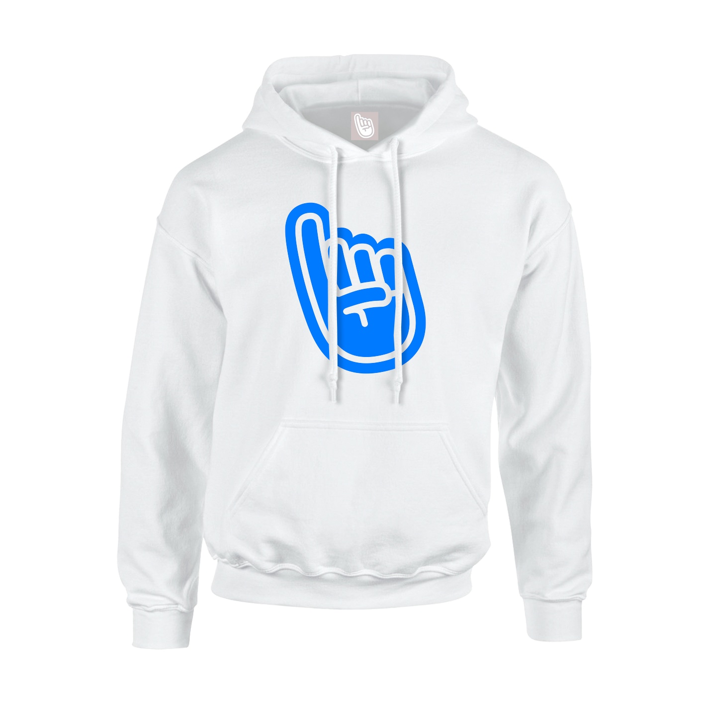 Youth Hoodie — Logo Text Drop in White