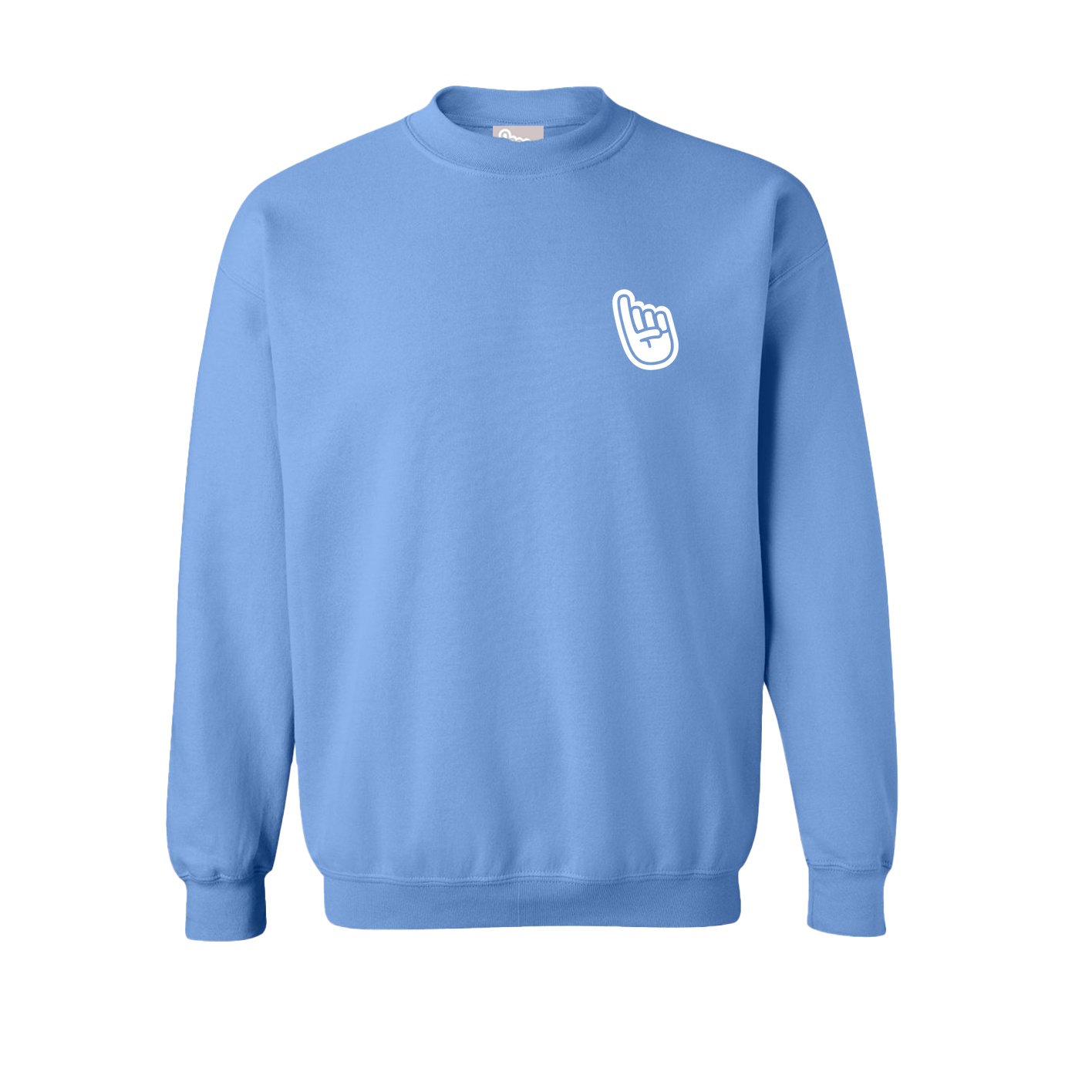 Fleece Crew — Multi Location Print in Powder Blue