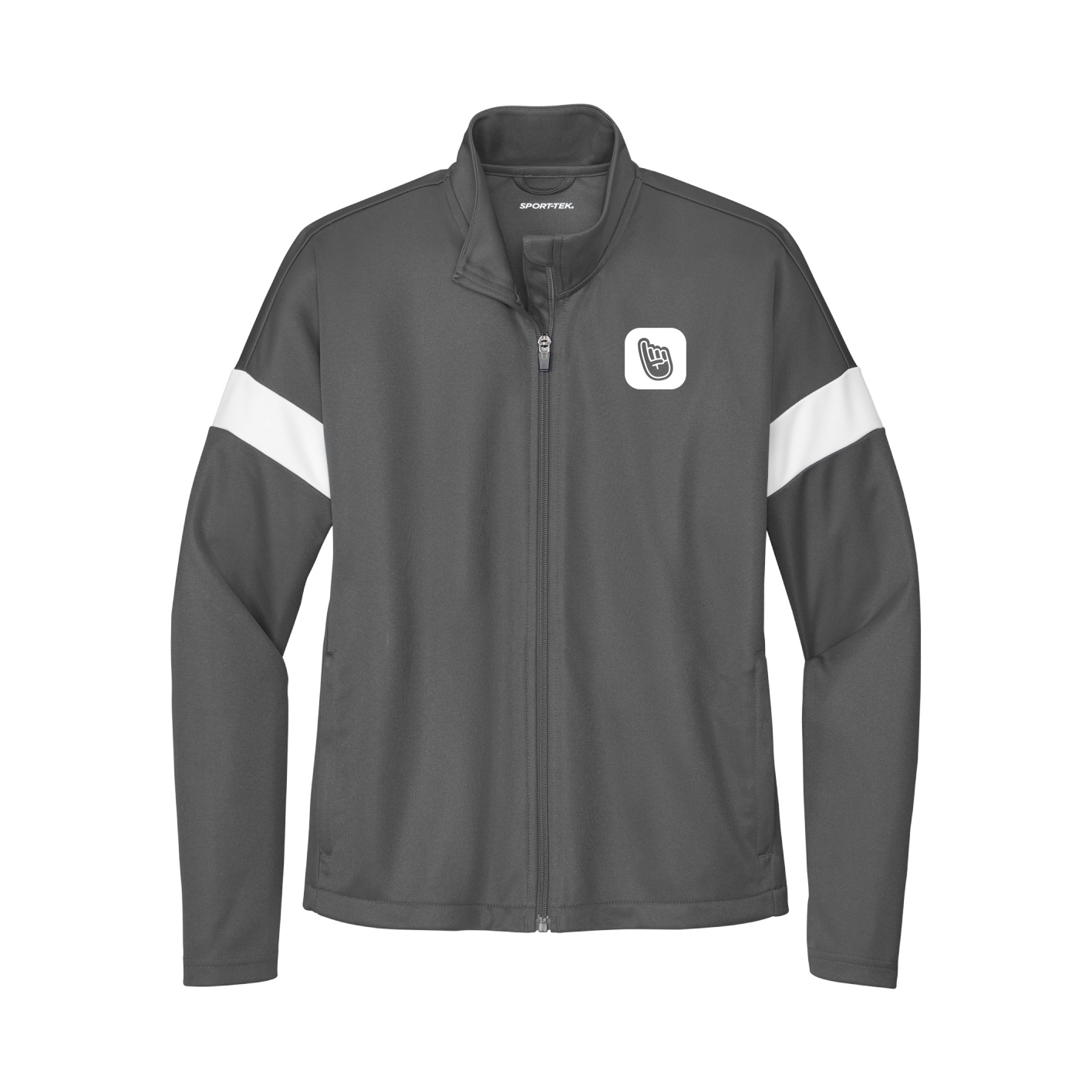 Womens Team Travel Full-Zip Jacket — App Logo in Gray/White