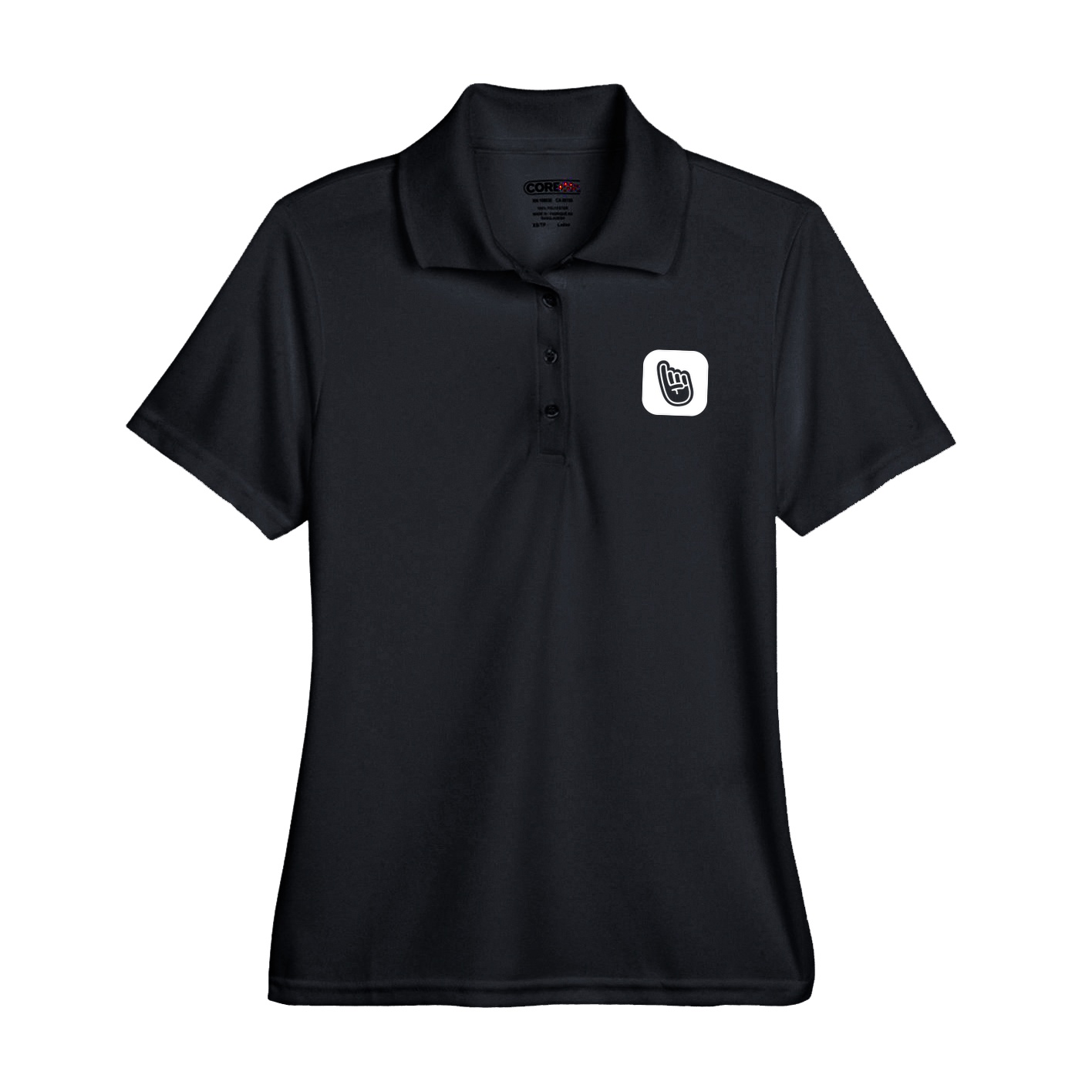 Womens Performance Polo — App Logo in Black