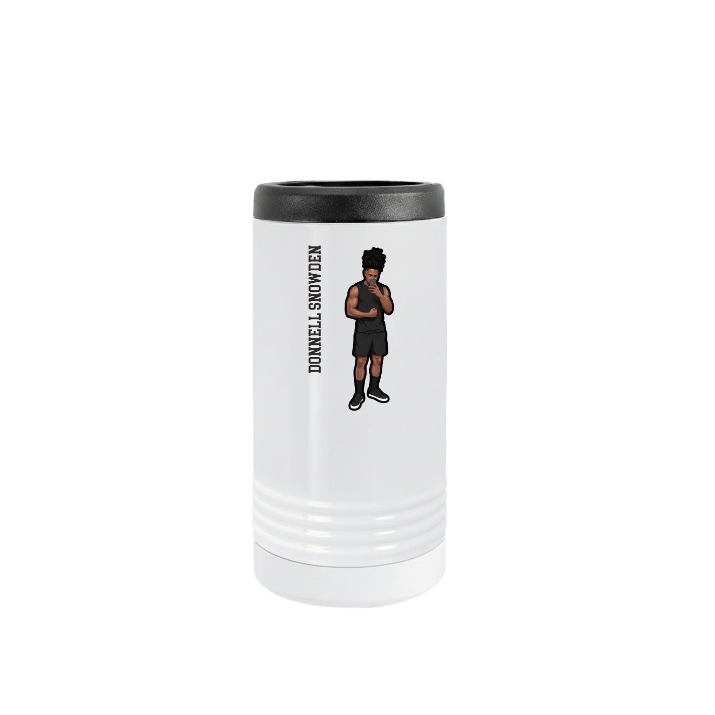 Slim Beverage Holder — Name Vertical in White