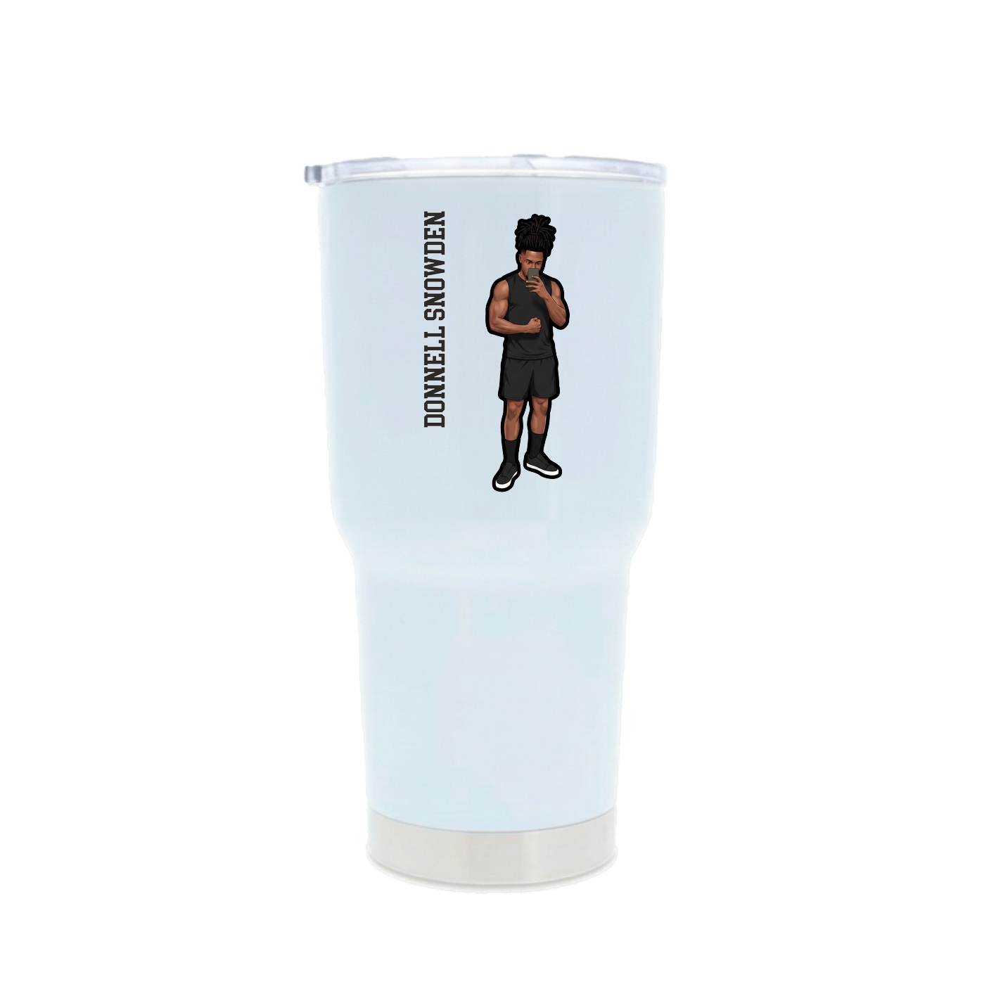 30oz Stainless Steel Tumbler — Name Vertical in White