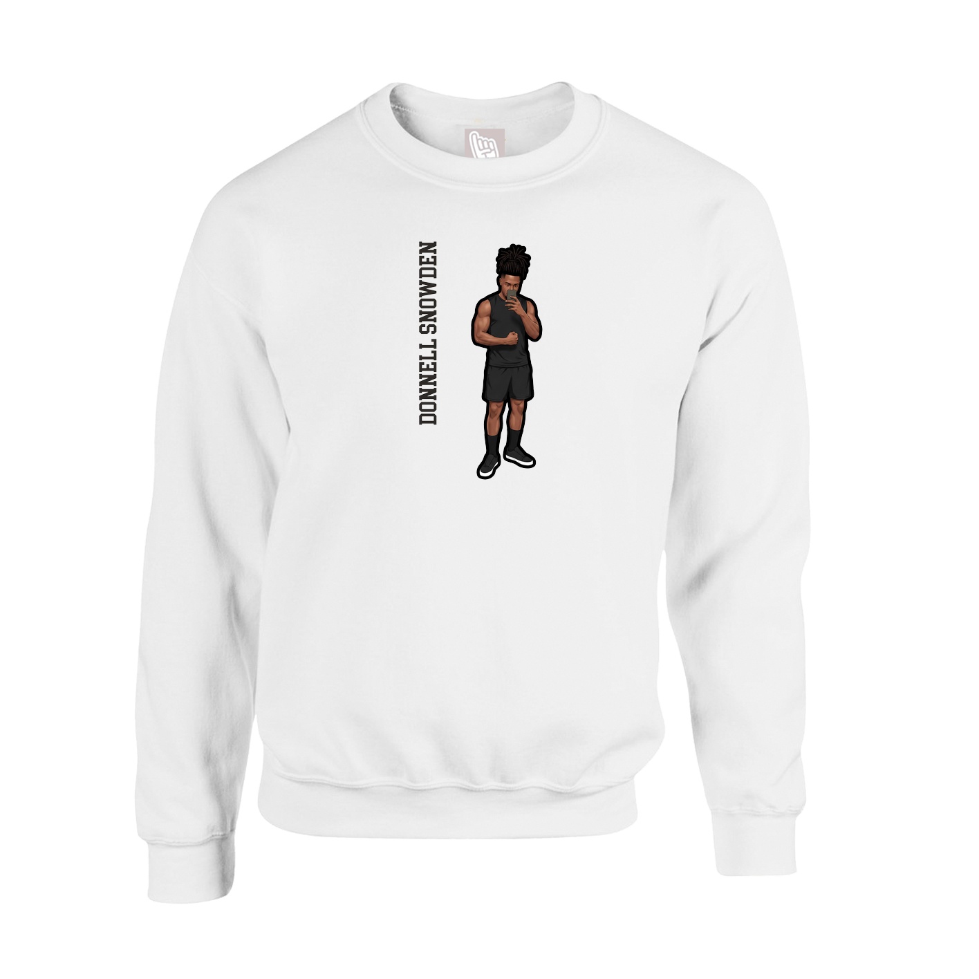 Fleece Crew — Name Vertical in White