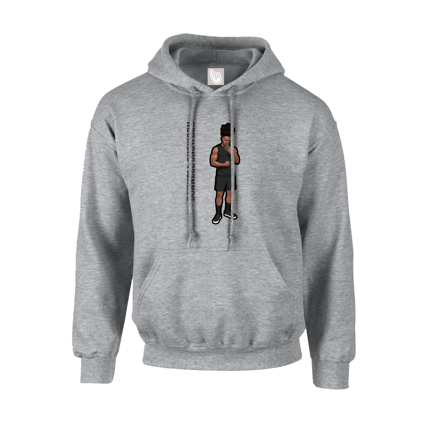Youth Hoodie — Name Vertical in Grey