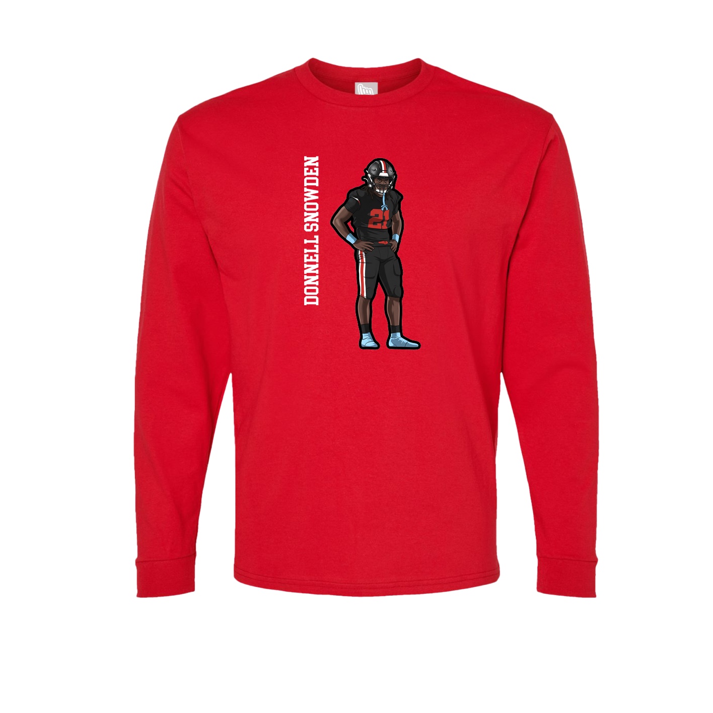 Long Sleeve Tee — Name Vertical in Red